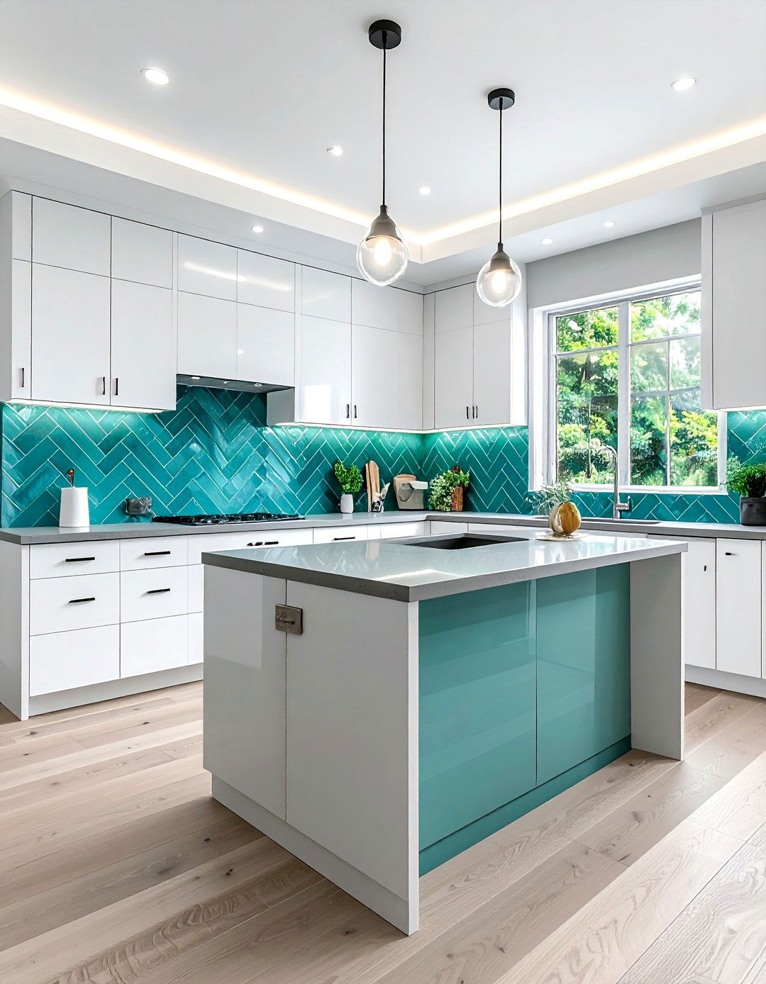 Teal Backsplash White Cabinets - 30 cool teal kitchen ideas