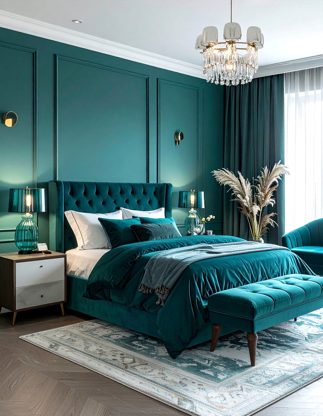 Teal Bedroom - 30 monochromatic bedroom ideas