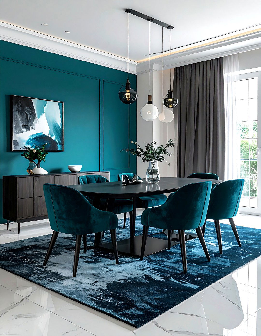 Teal Blue And Charcoal Dining Room - 30 blue and gray dining room ideas