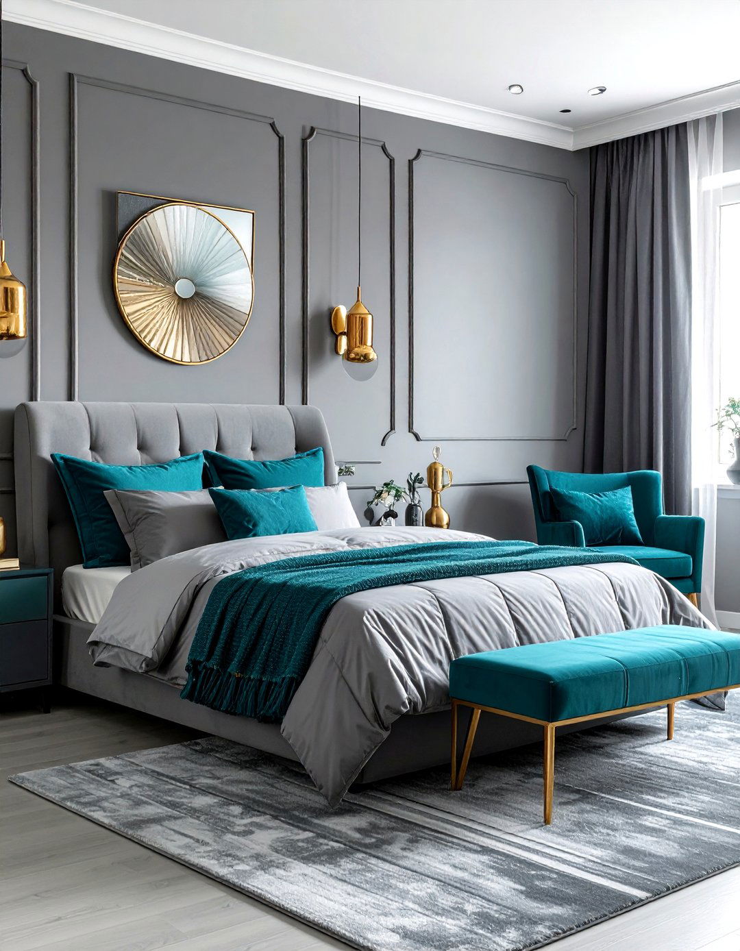Teal Blue and Cool Gray - 30 blue and gray bedroom ideas