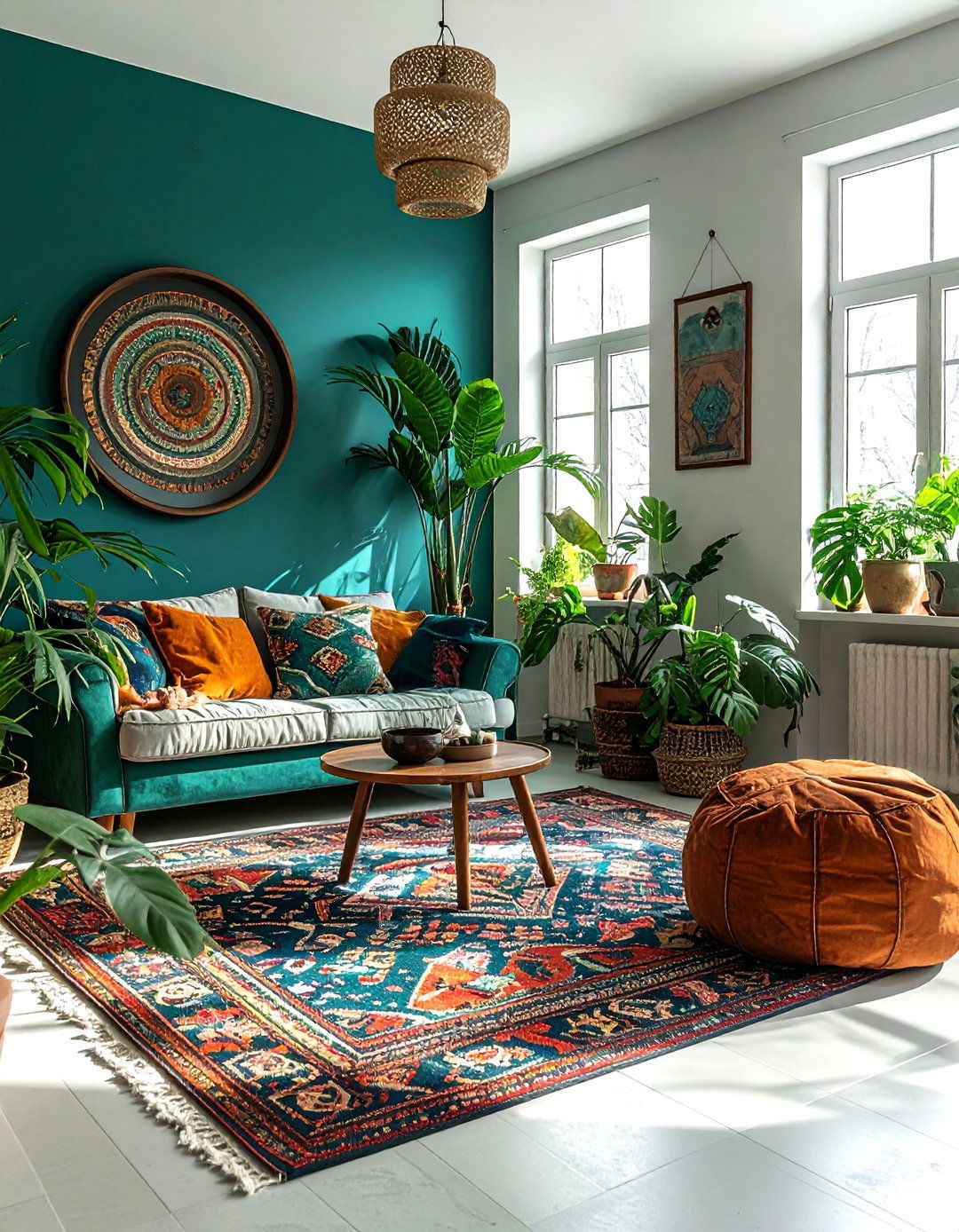 Teal Bohemian Living Room - 30 contemporary teal living room ideas