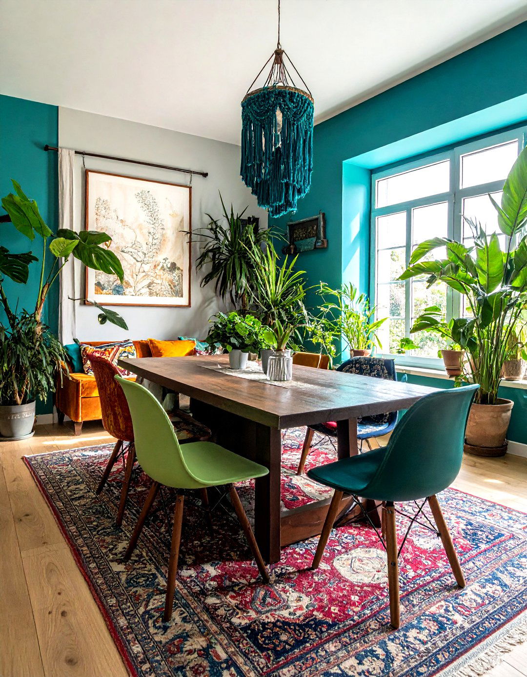 Teal Bohemian Style - 30 teal dining room ideas