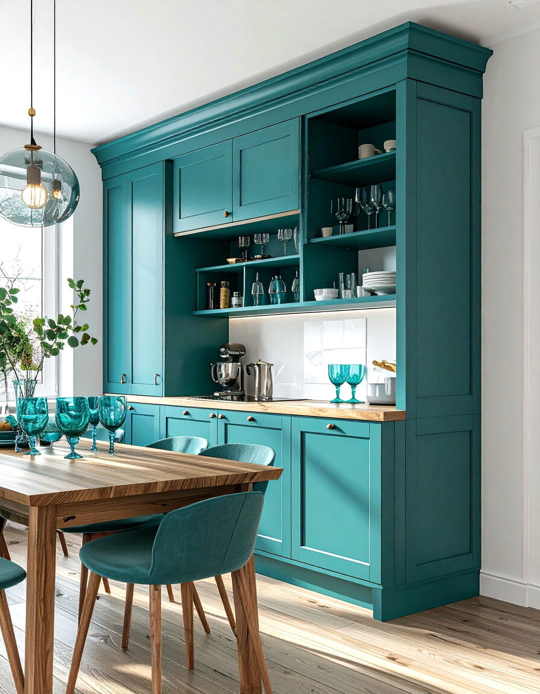 Teal Cabinet Dining Room Storage - 30 cool teal dining room ideas