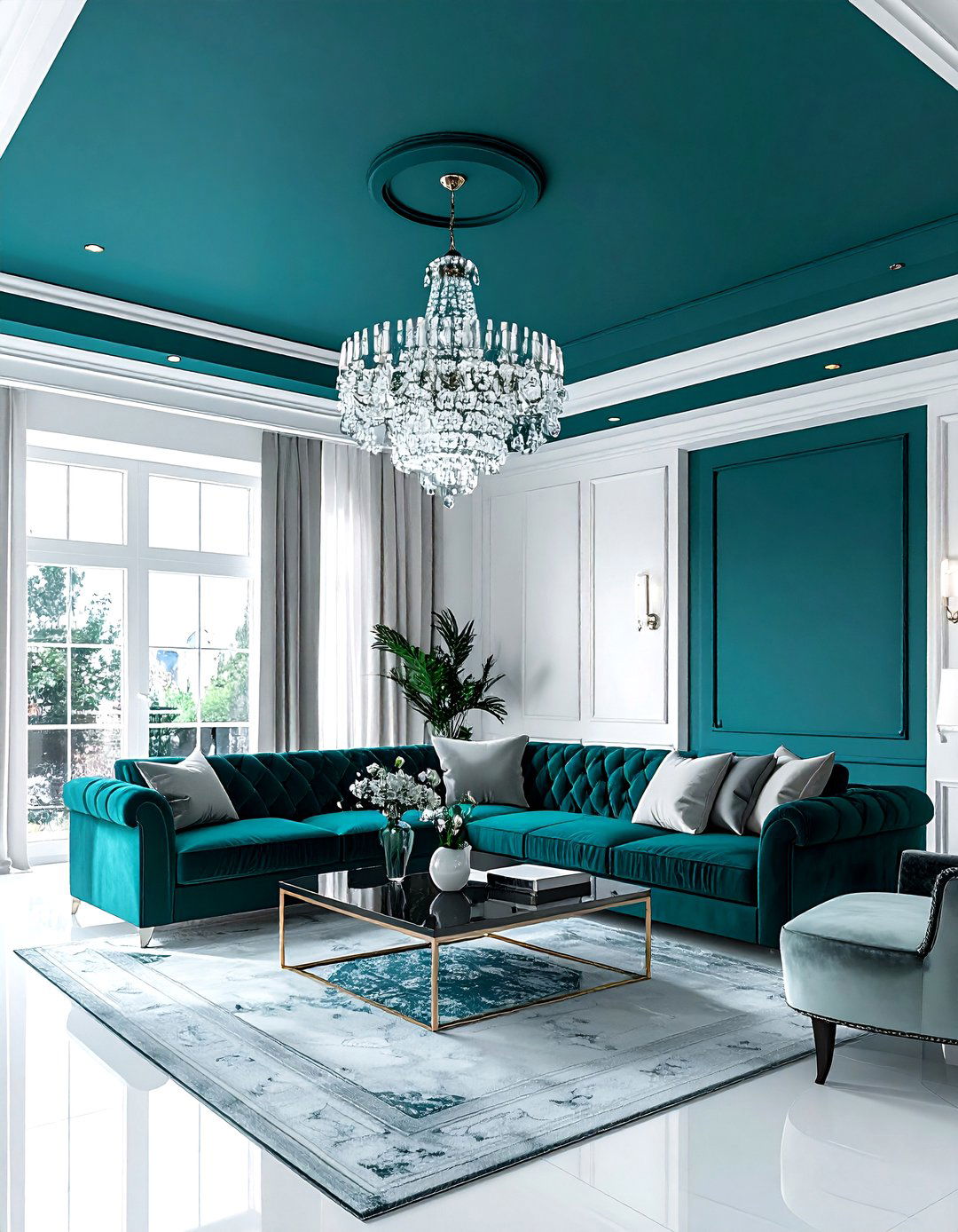 Teal Ceiling Paint - 30 contemporary teal living room ideas