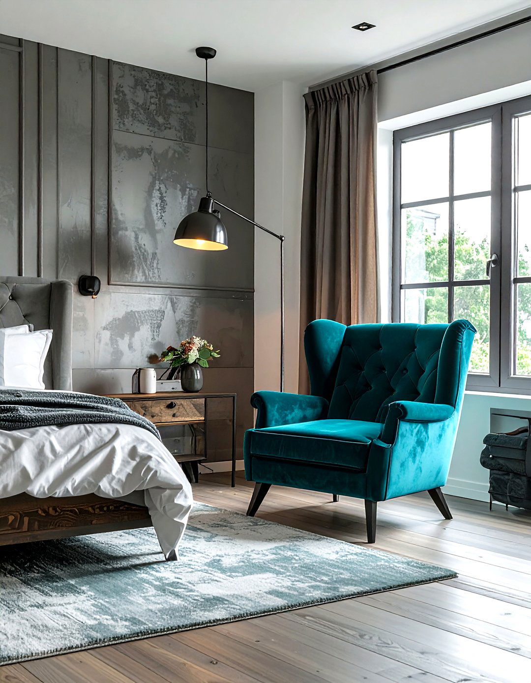 Teal Chair Industrial Bedroom - 30 industrial teal bedroom ideas
