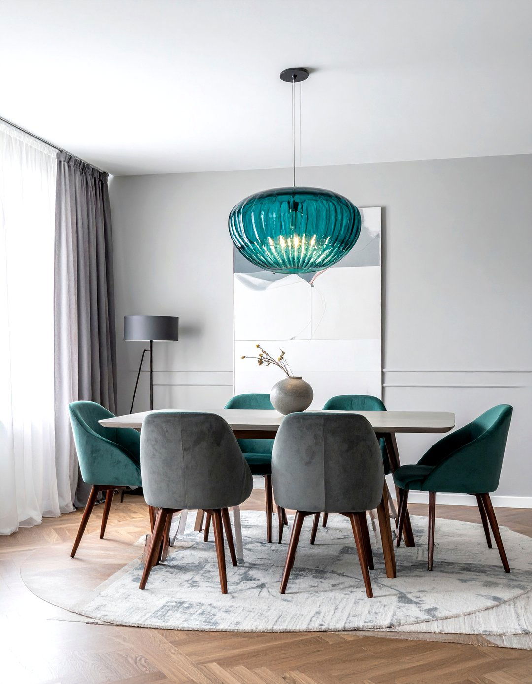 Teal Chandelier - 30 teal dining room ideas
