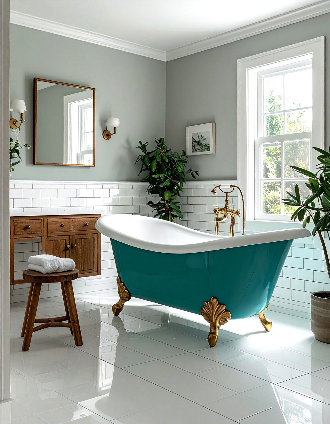 Teal Clawfoot Tub Bathroom - 30 teal bathroom ideas