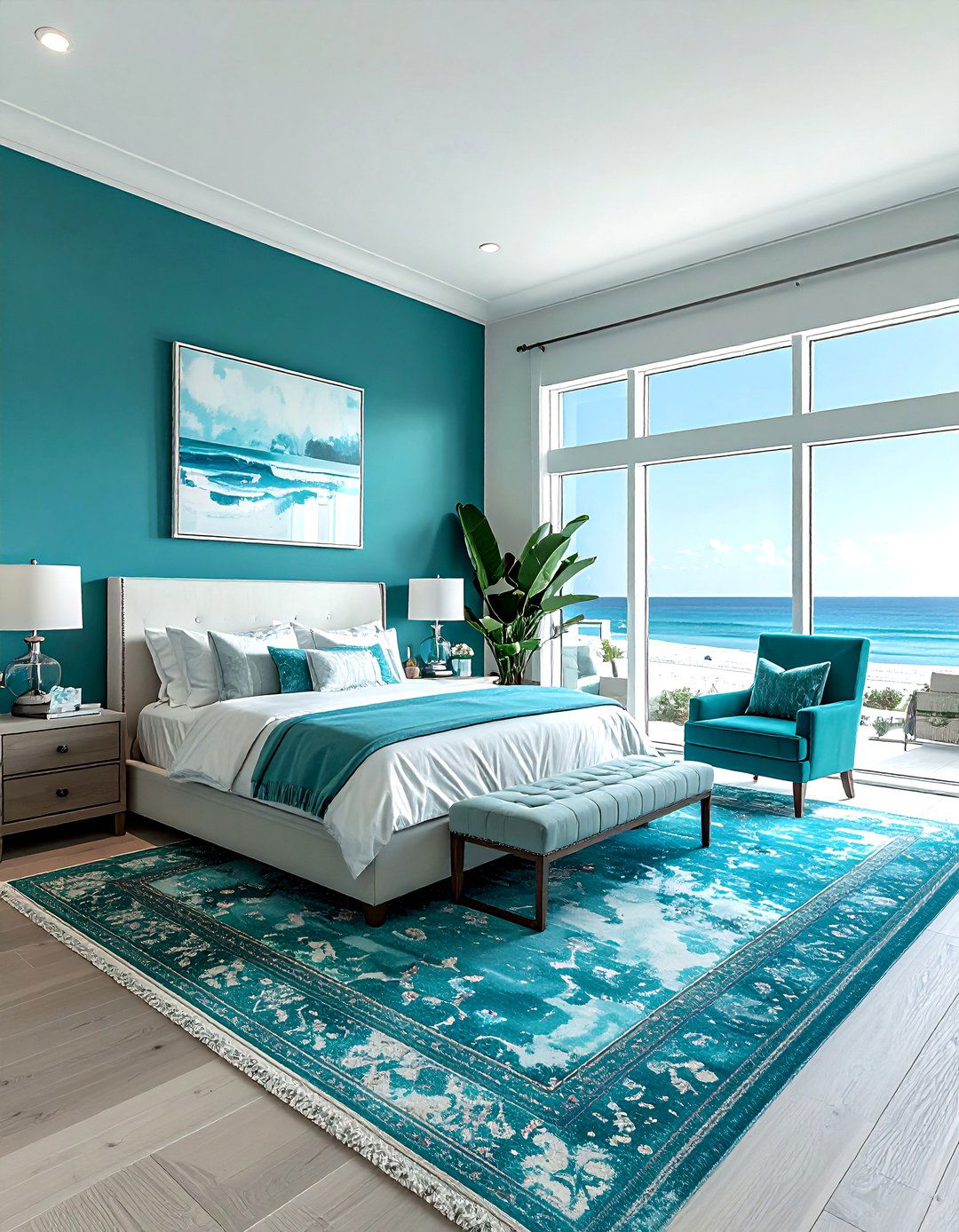 Teal Coastal Master Suite - 30 coastal teal bedroom ideas