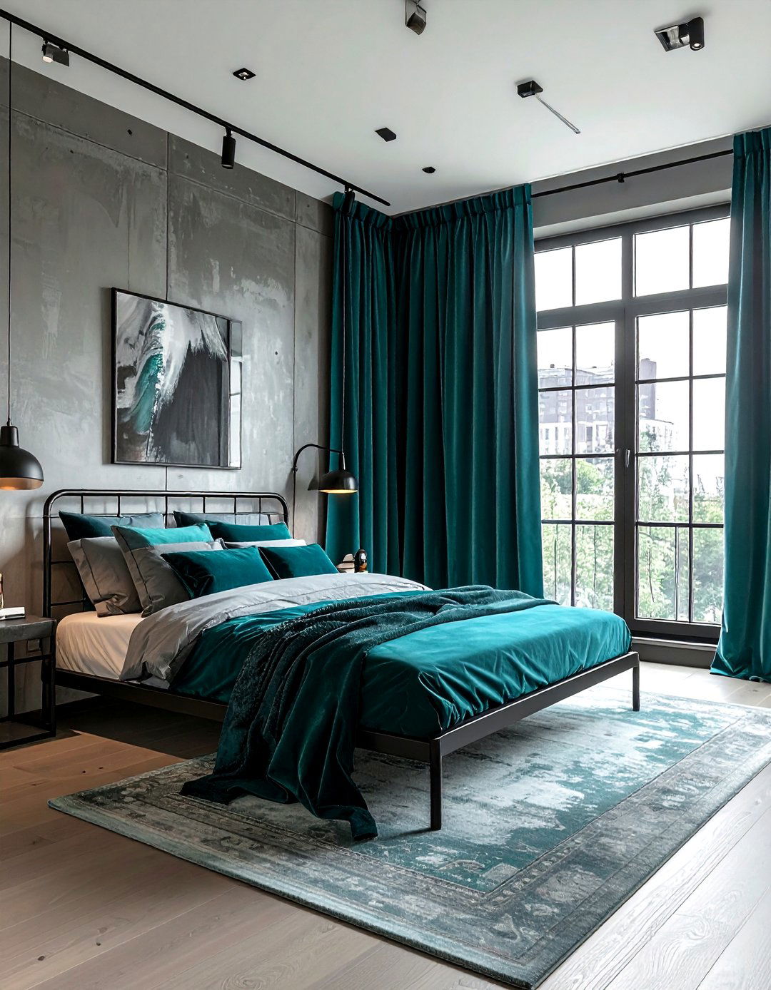 Teal Curtains Industrial Bedroom - 30 industrial teal bedroom ideas