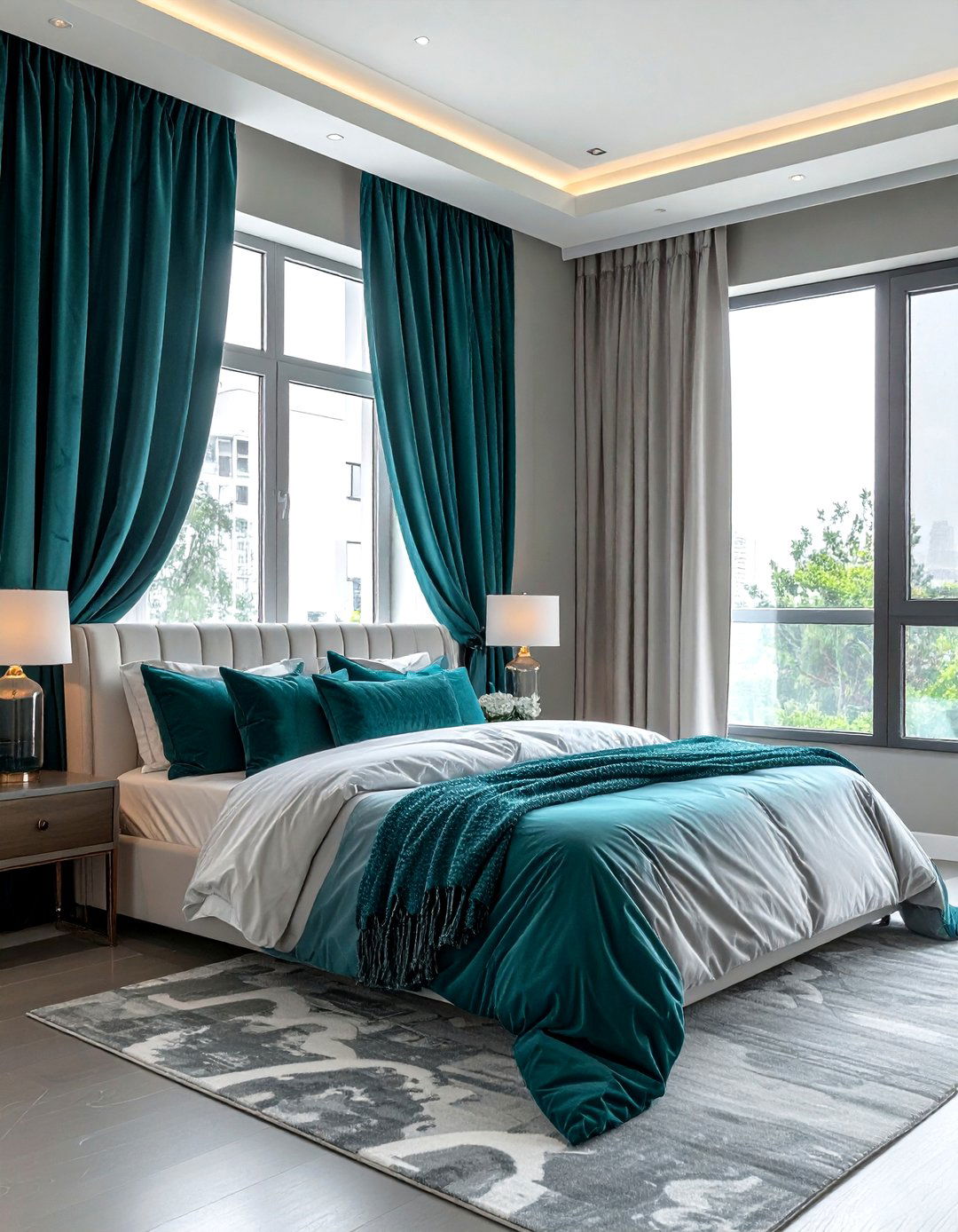 Teal Curtains - 30 modern teal bedroom ideas