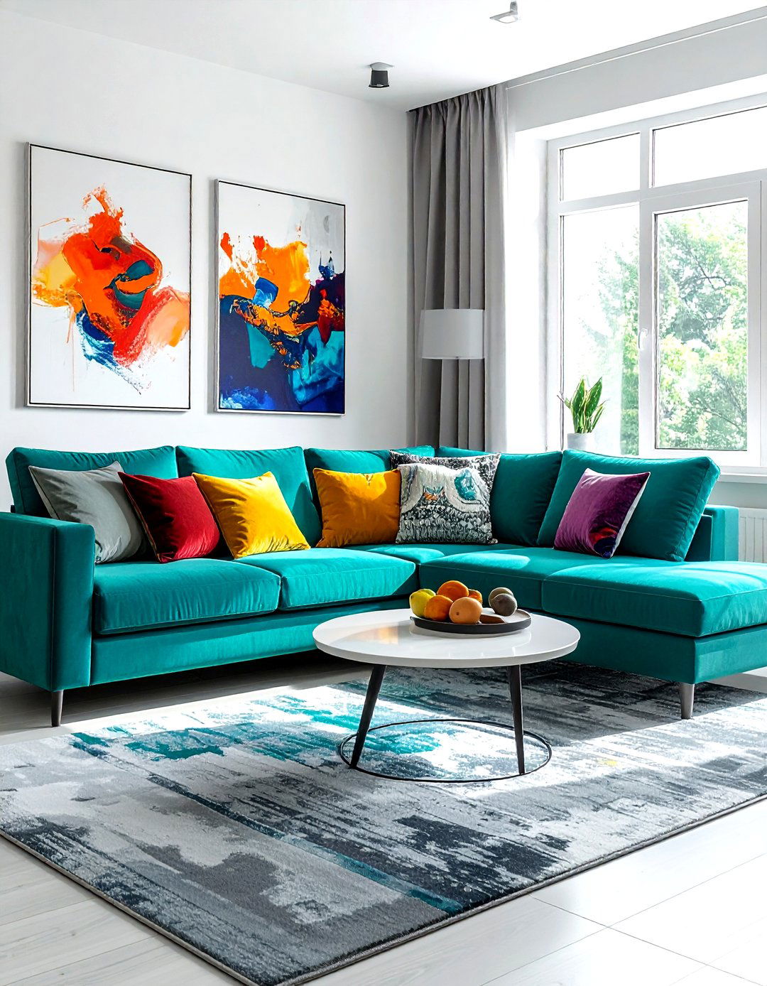 Teal Durable Fabric Sectional - 30 living room performance fabric sofa ideas