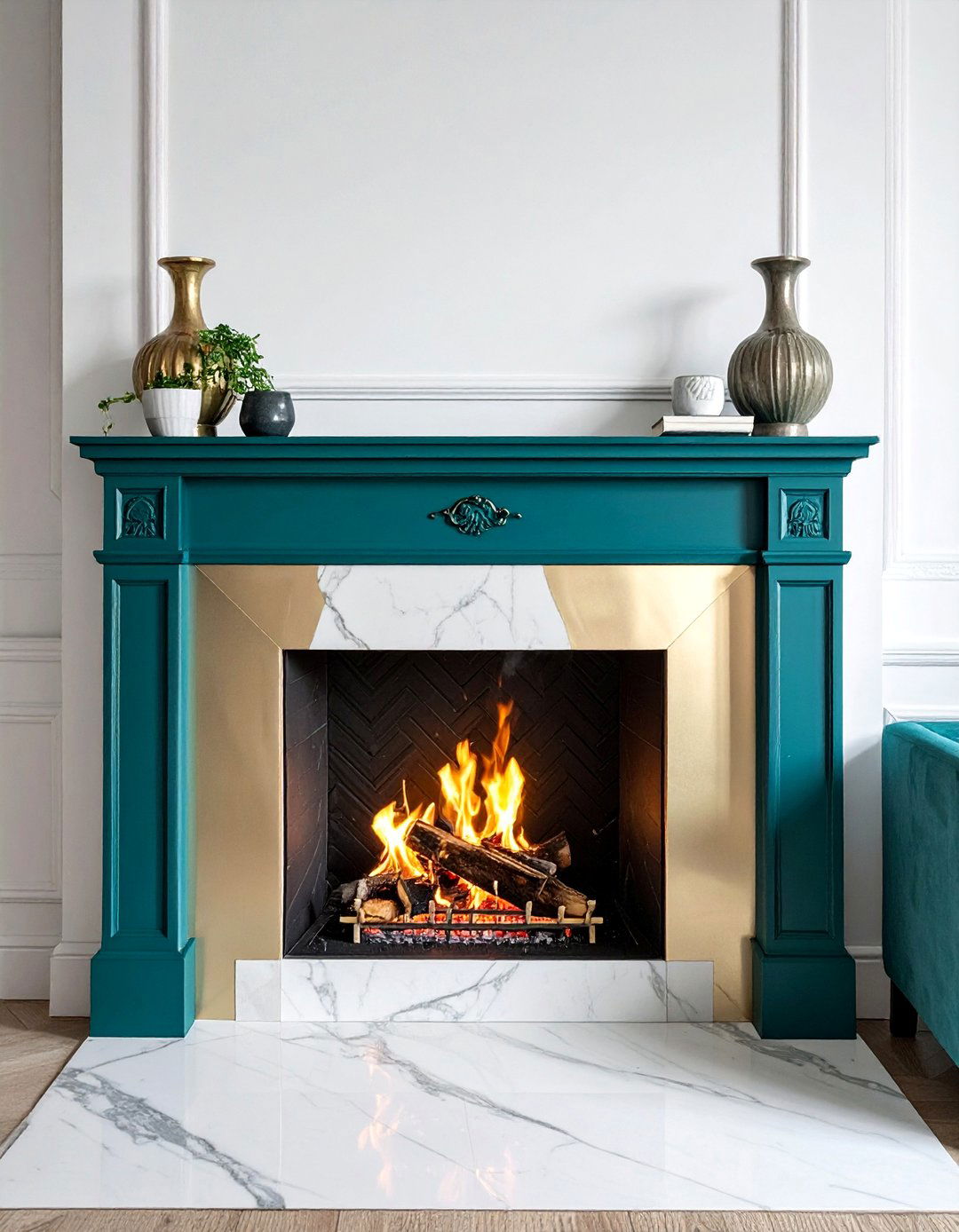 Teal Fireplace Mantel - 30 teal decor ideas