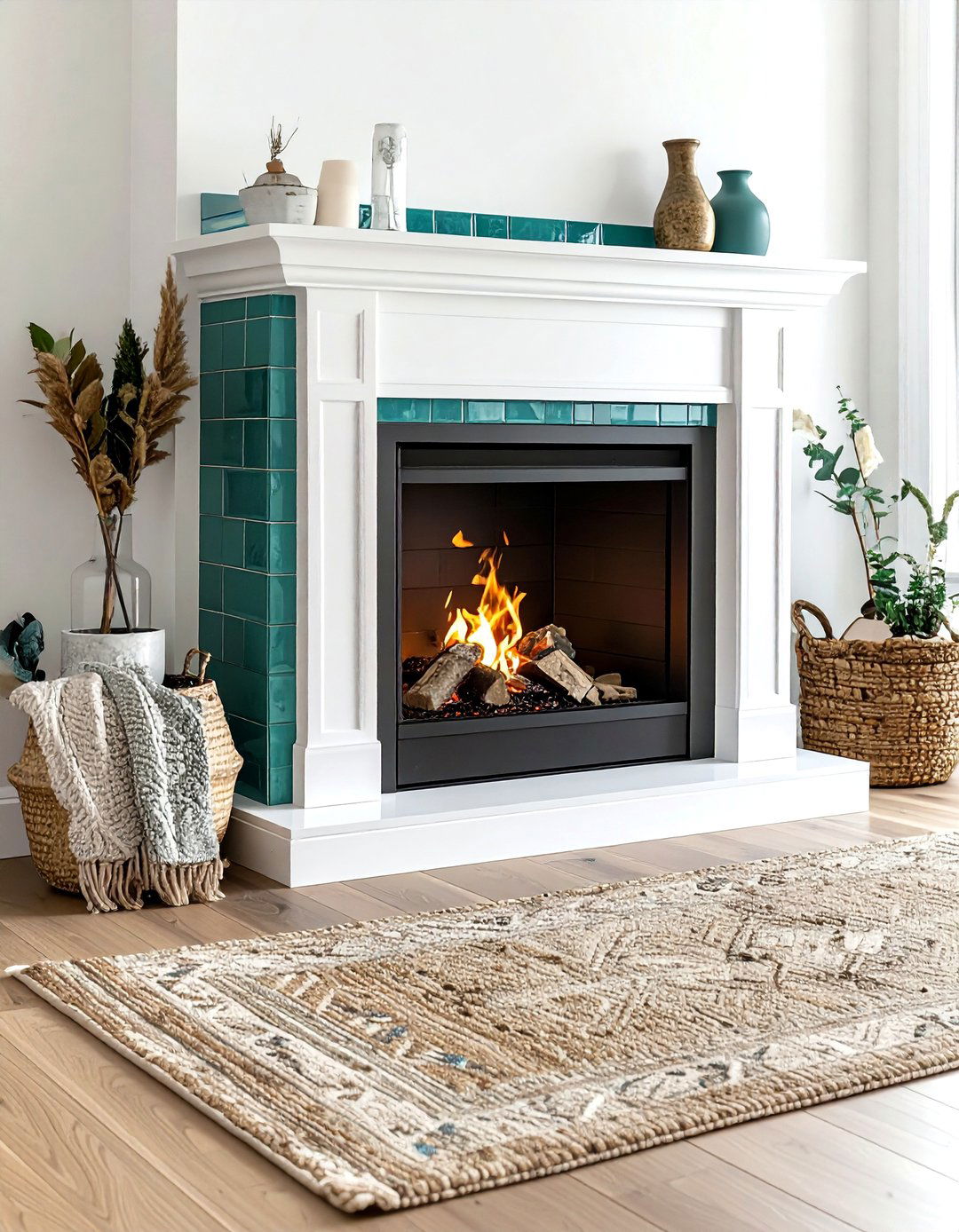 Teal Fireplace Surround - 30 contemporary teal living room ideas