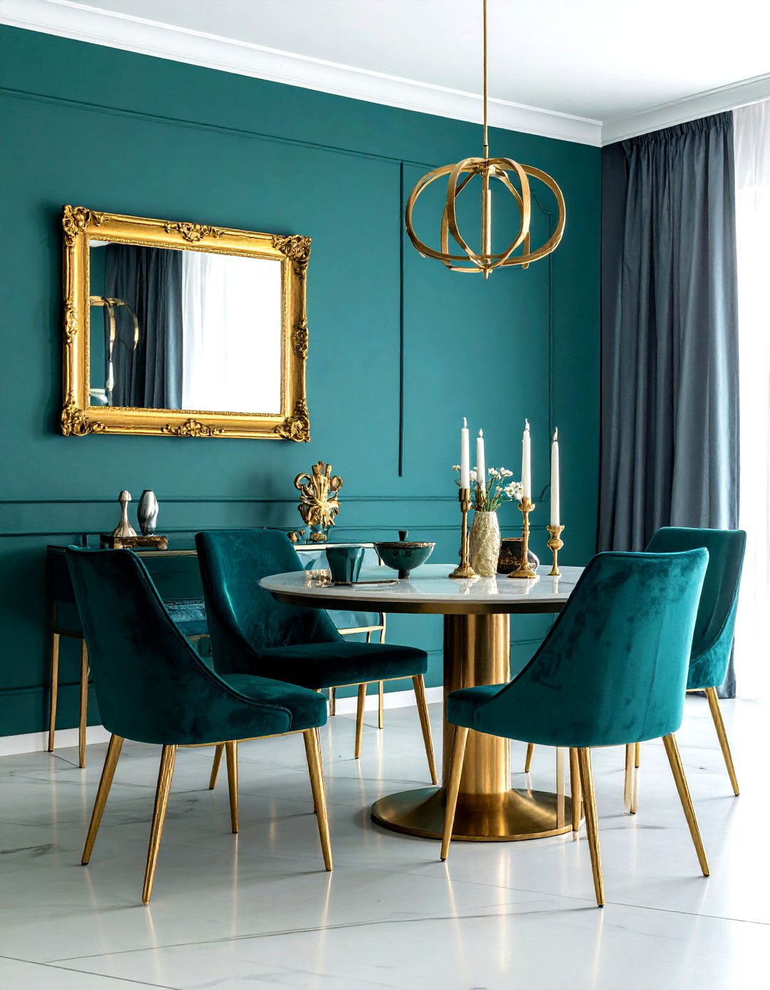 Teal Gold Decor - 30 teal dining room ideas