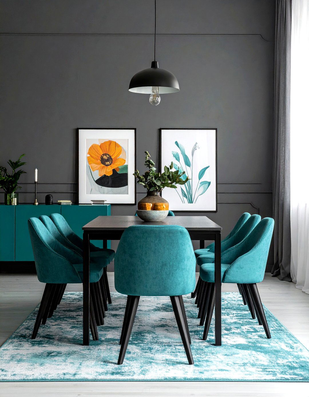 Teal Gray Palette - 30 teal dining room ideas