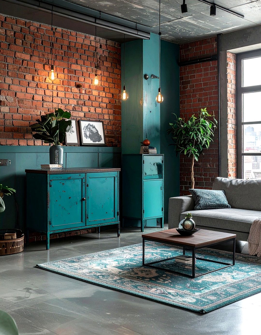 Teal Industrial Living Room - 30 contemporary teal living room ideas