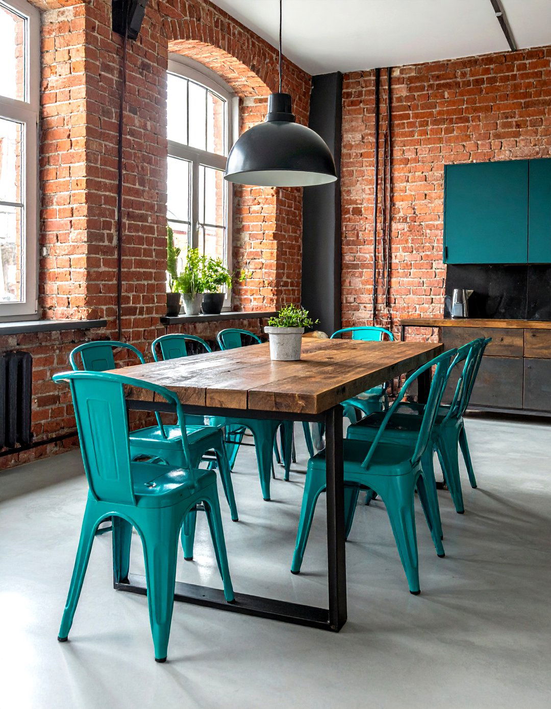 Teal Industrial Style - 30 teal dining room ideas