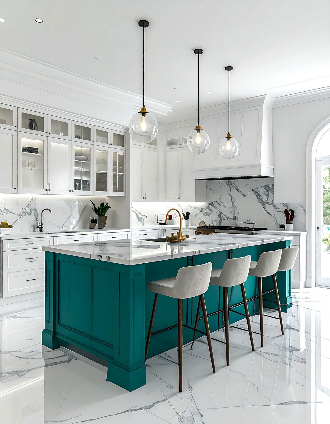 Teal Kitchen Island - 30 teal decor ideas