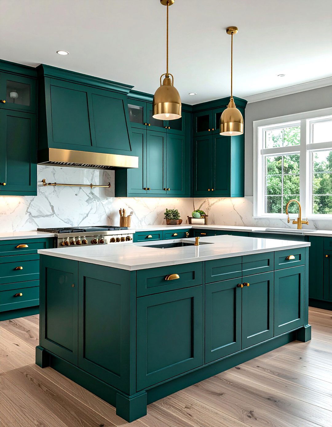 Teal Kitchen With Brass Hardware - 30 teal kitchen ideas