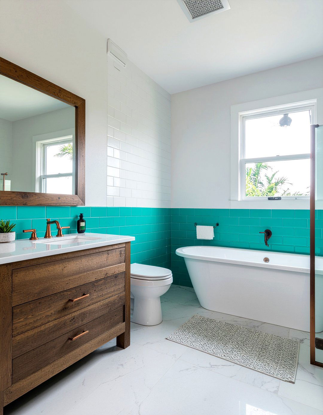 Teal Large Subway Tile Bathroom - 30 large subway tile bathroom ideas