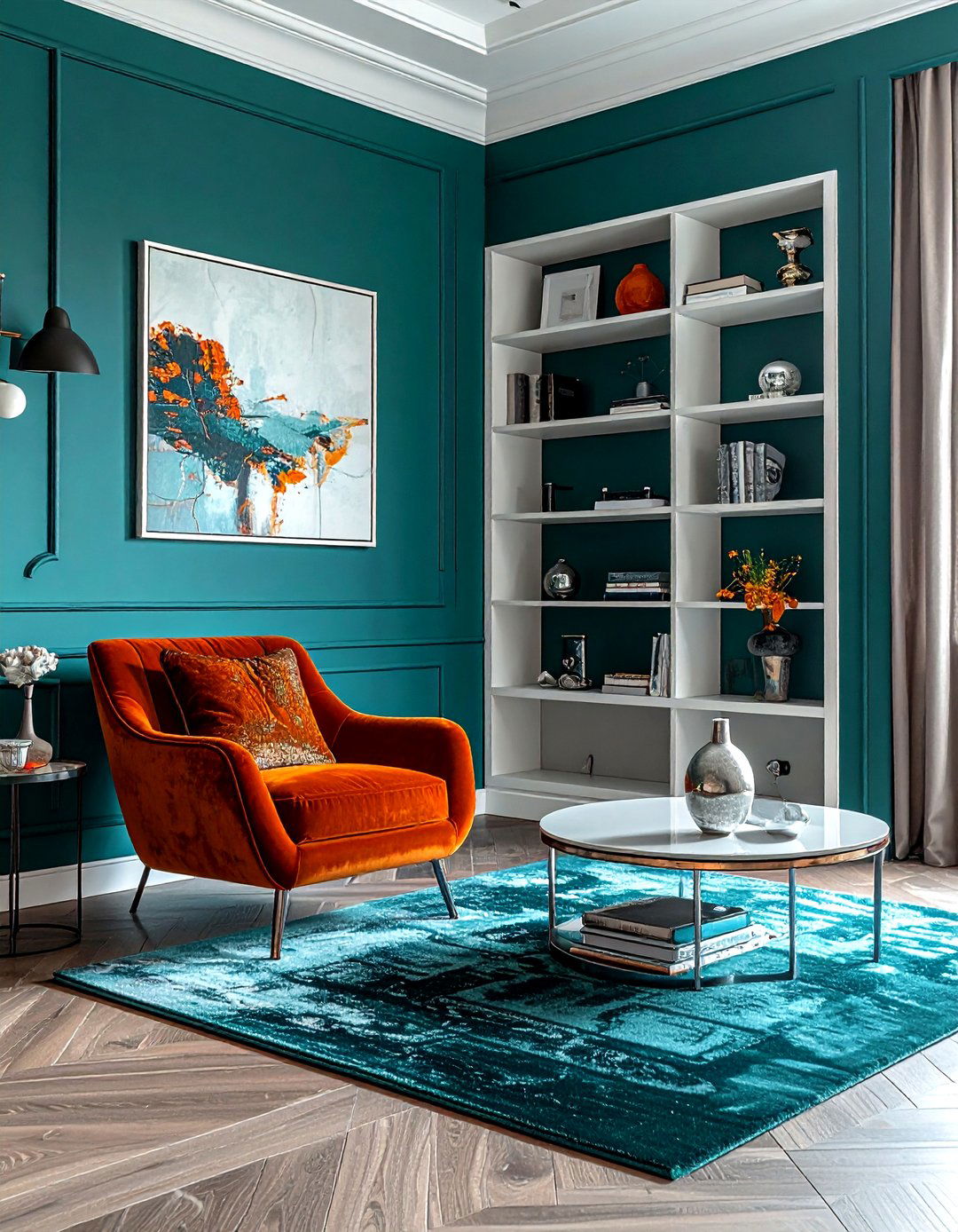 Teal Living Room Wall - 30 accent wall paint ideas