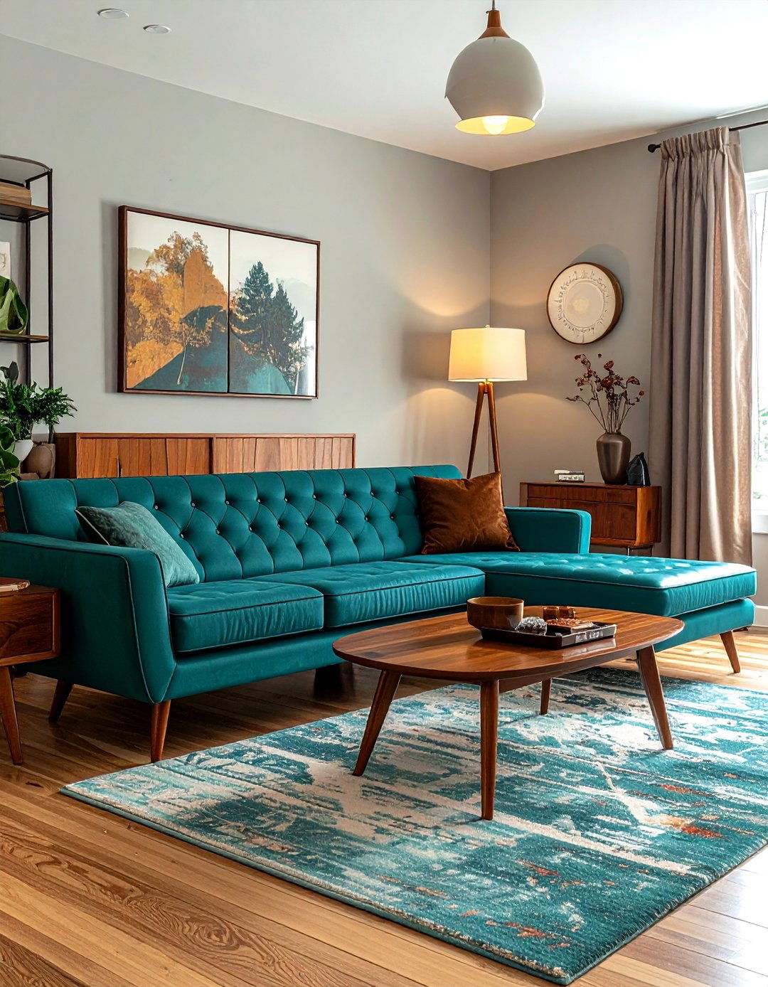 Teal Mid Century Modern Living Room - 30 contemporary teal living room ideas