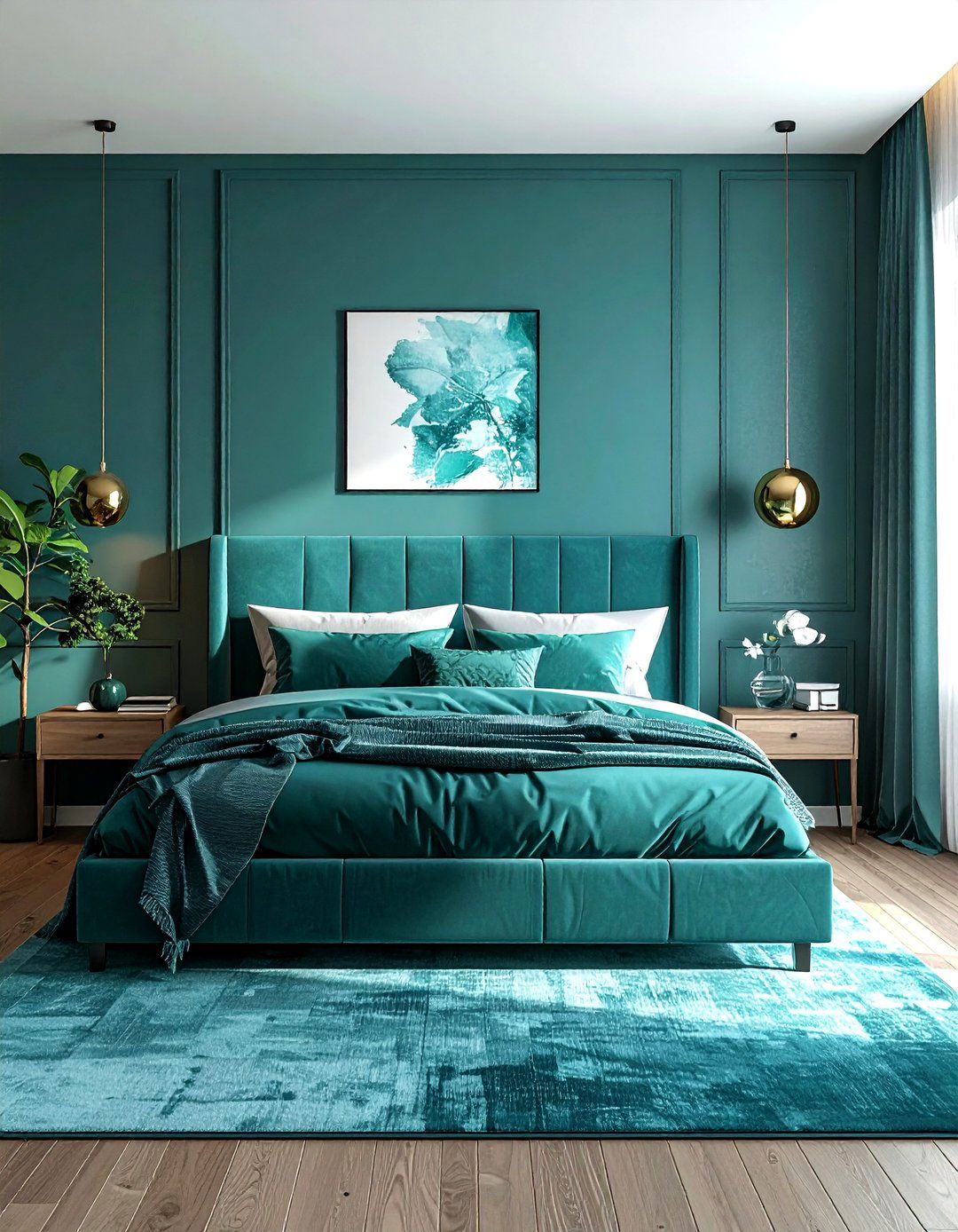 Teal Monochromatic Bedroom - 30 modern teal bedroom ideas