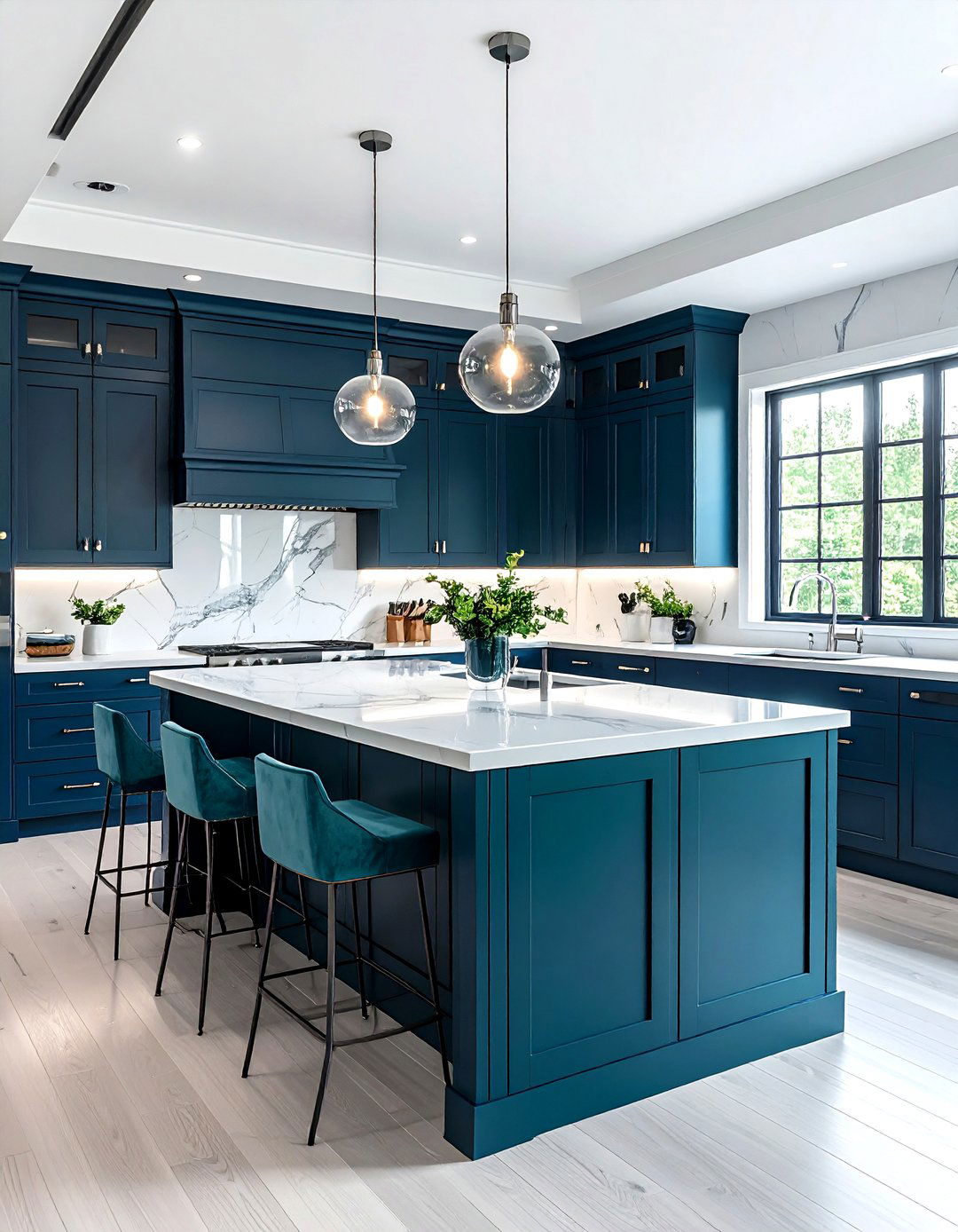 Teal Navy Blue Kitchen - 30 cool teal kitchen ideas