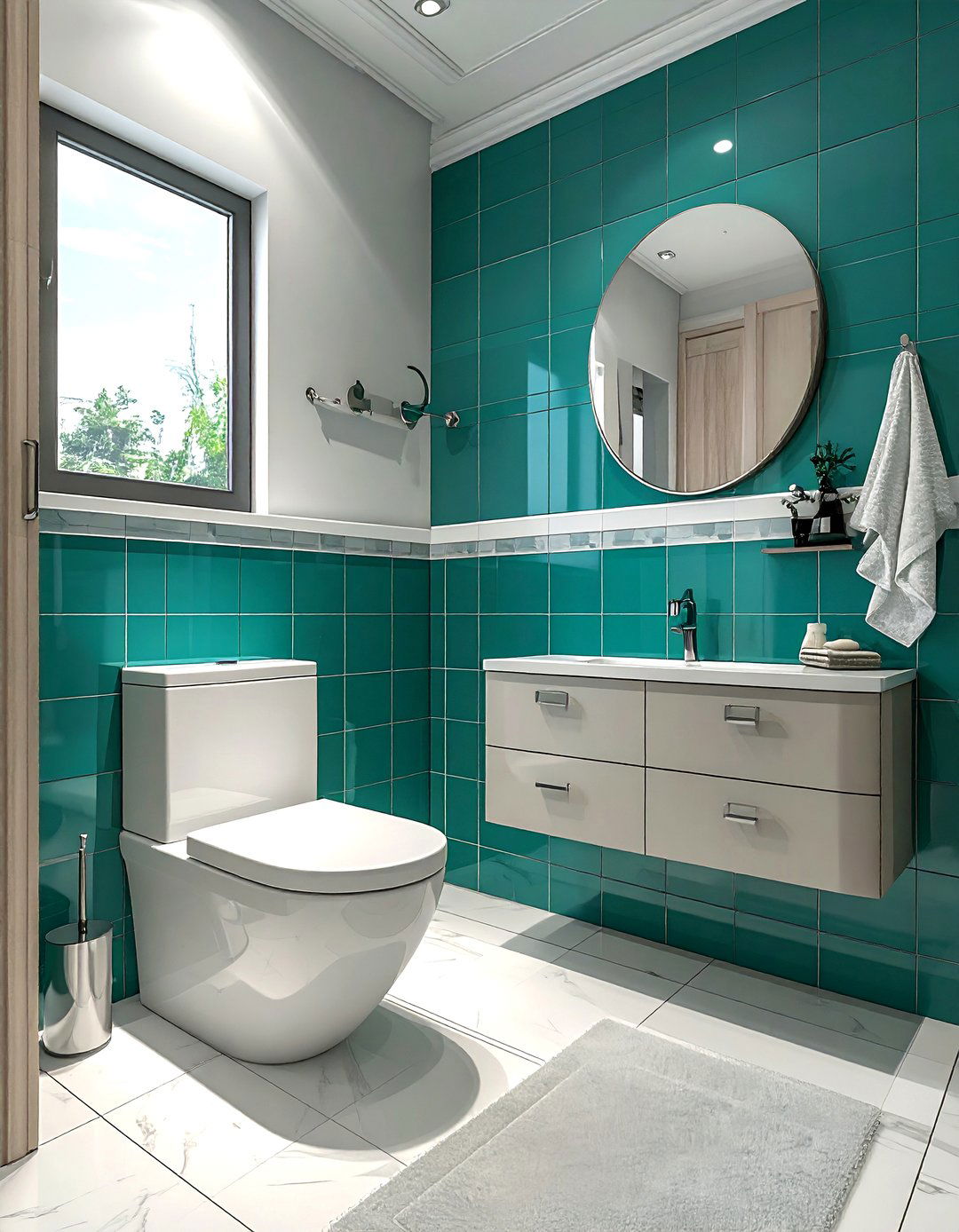 Teal Picket Tile Bathroom - 30 picket tile bathroom ideas