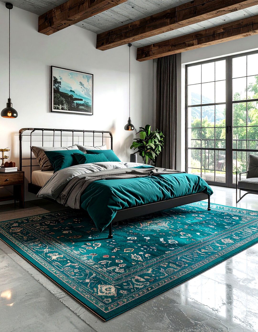 Teal Rug Industrial Bedroom - 30 industrial teal bedroom ideas