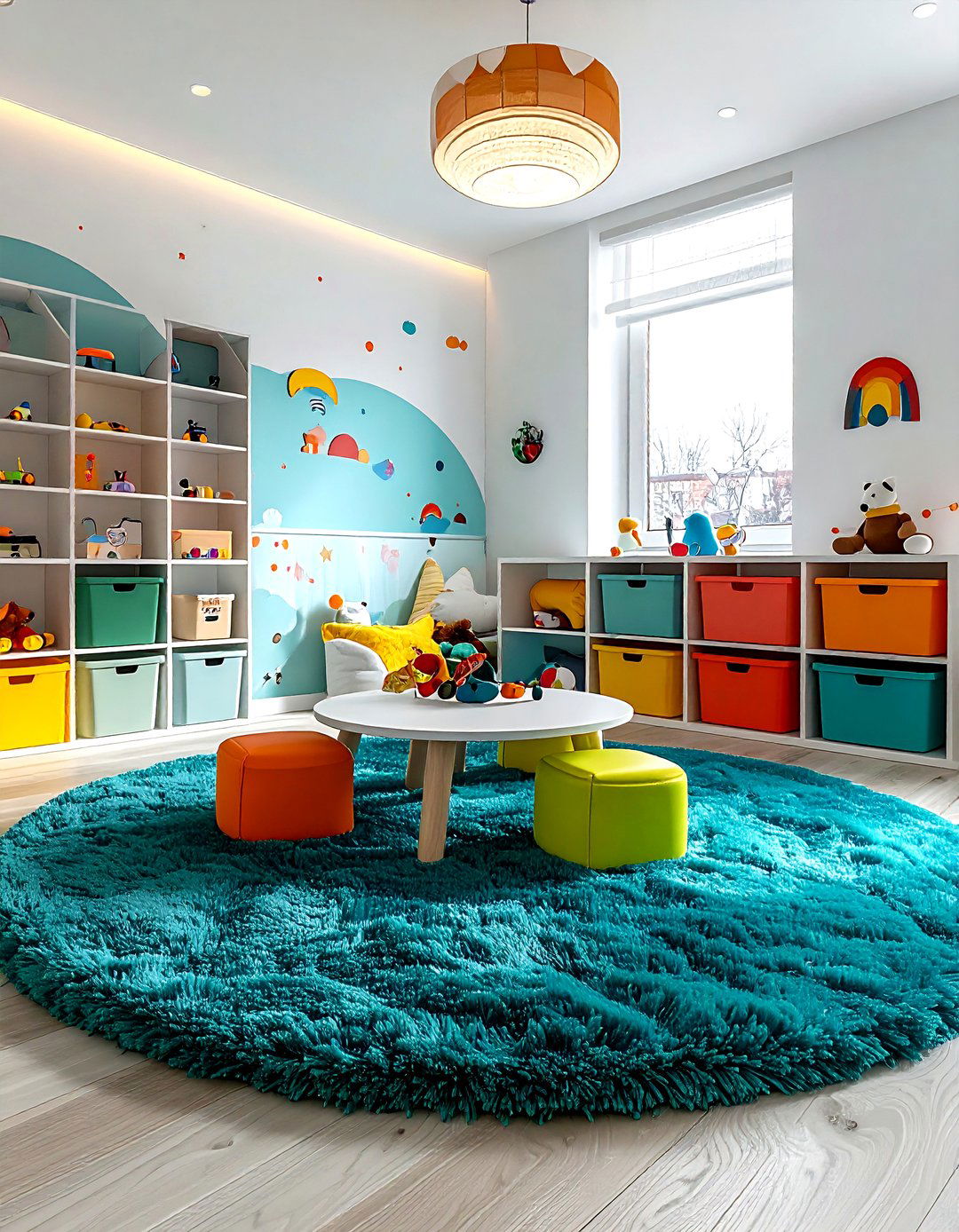 Teal Shag Rug Playroom - 30 shag rug ideas