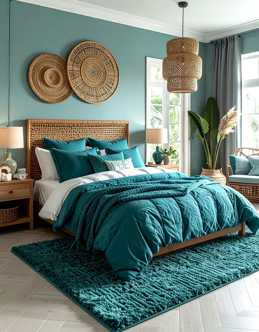 Teal Textured Coastal Bedroom - 30 coastal teal bedroom ideas