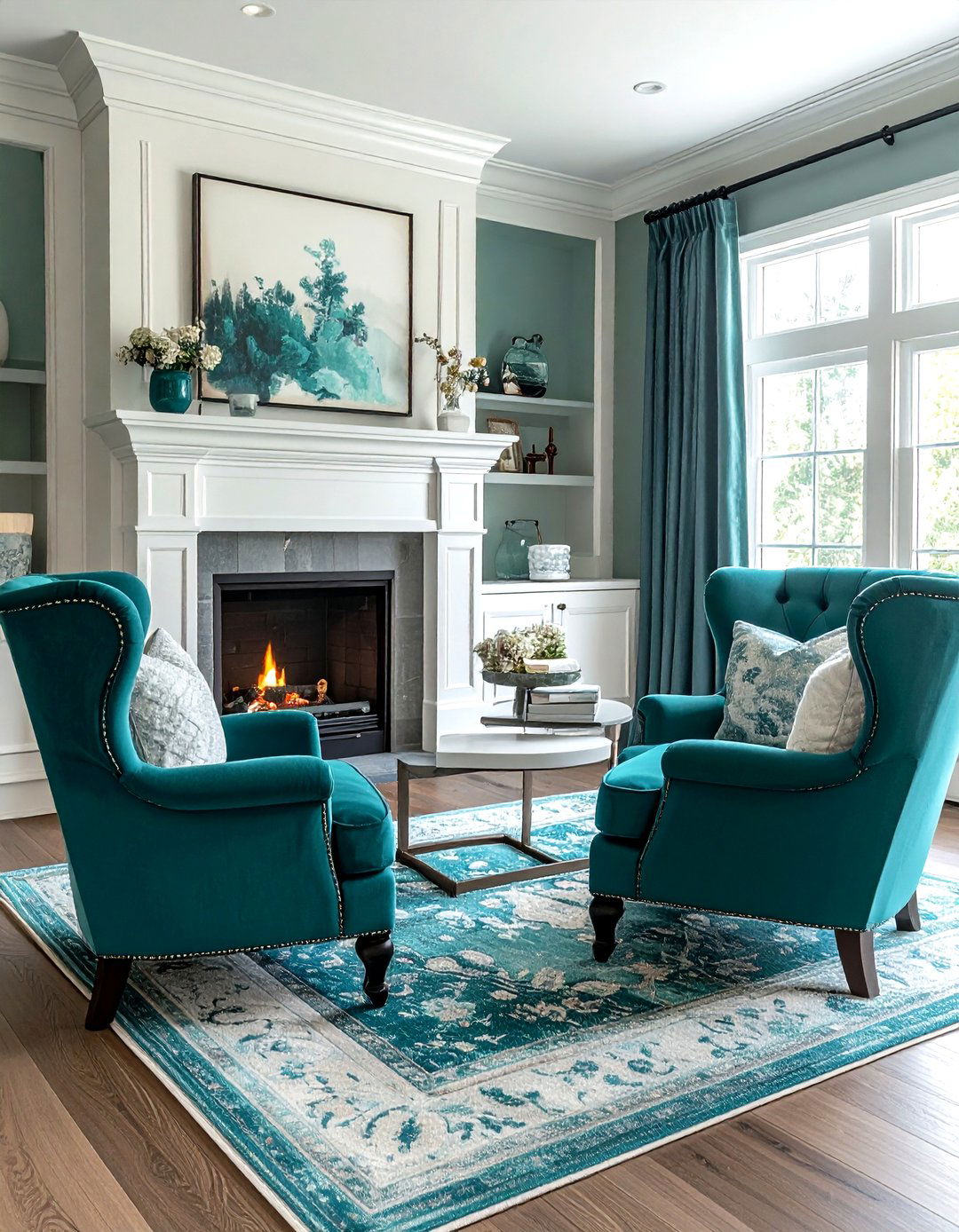Teal Transitional Living Room - 30 contemporary teal living room ideas