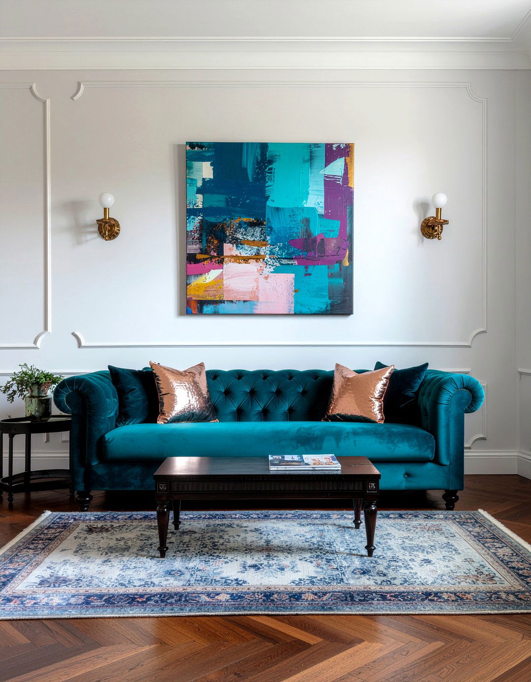 Teal Tufted Sofa Decor - 30 living room tufted sofa ideas