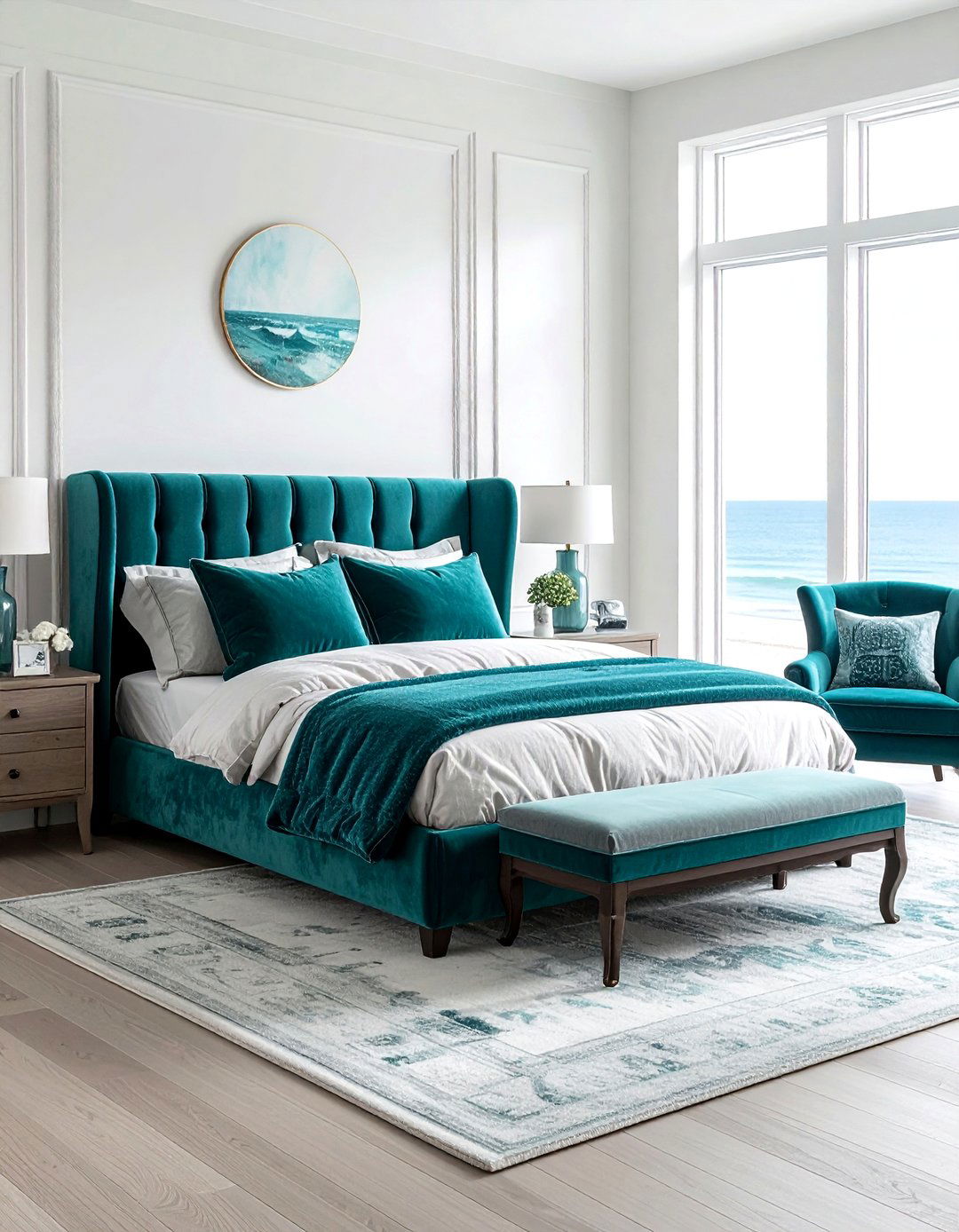 Teal Velvet Coastal Bedroom - 30 coastal teal bedroom ideas