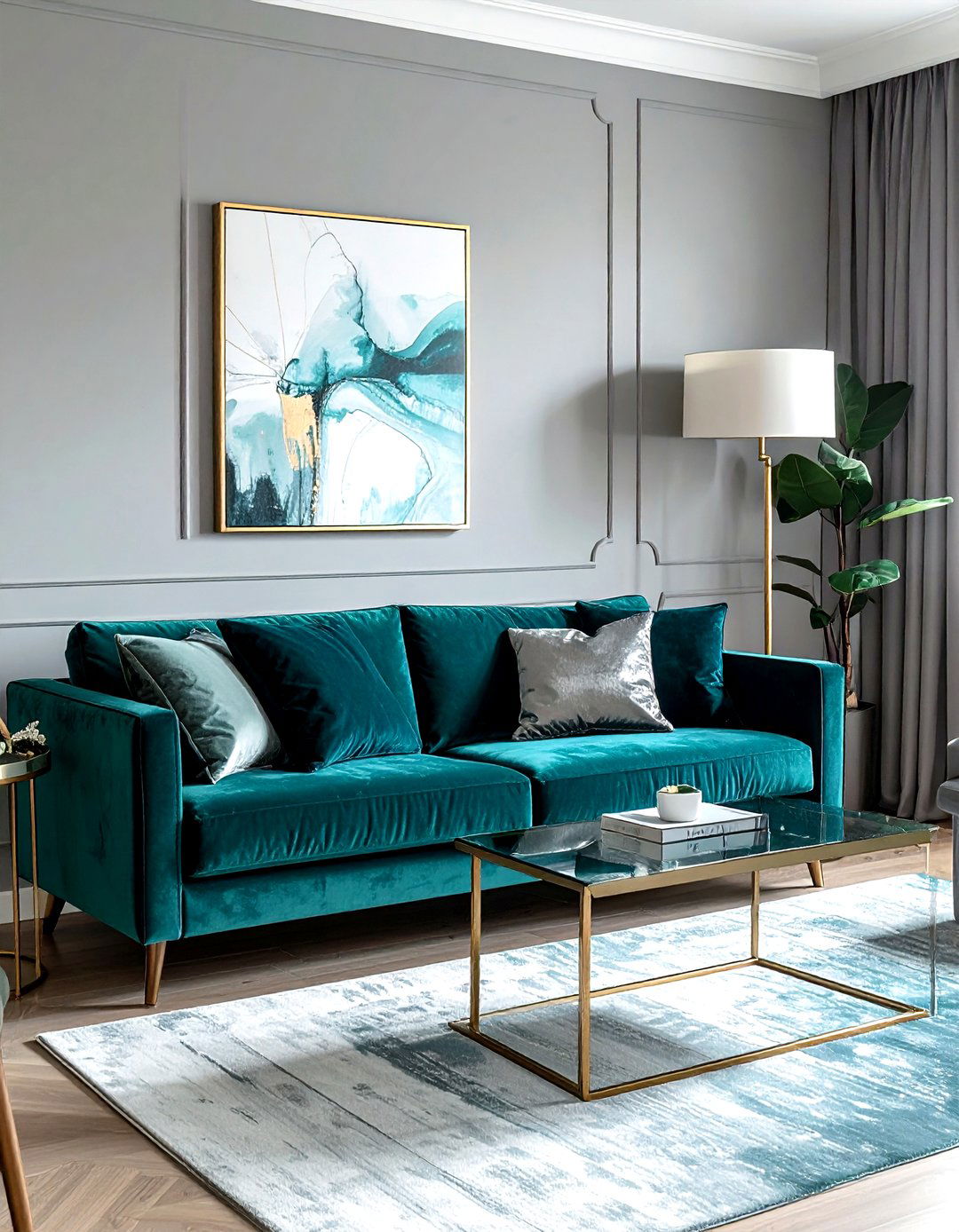 Teal Velvet Furniture - 30 modern teal living room ideas