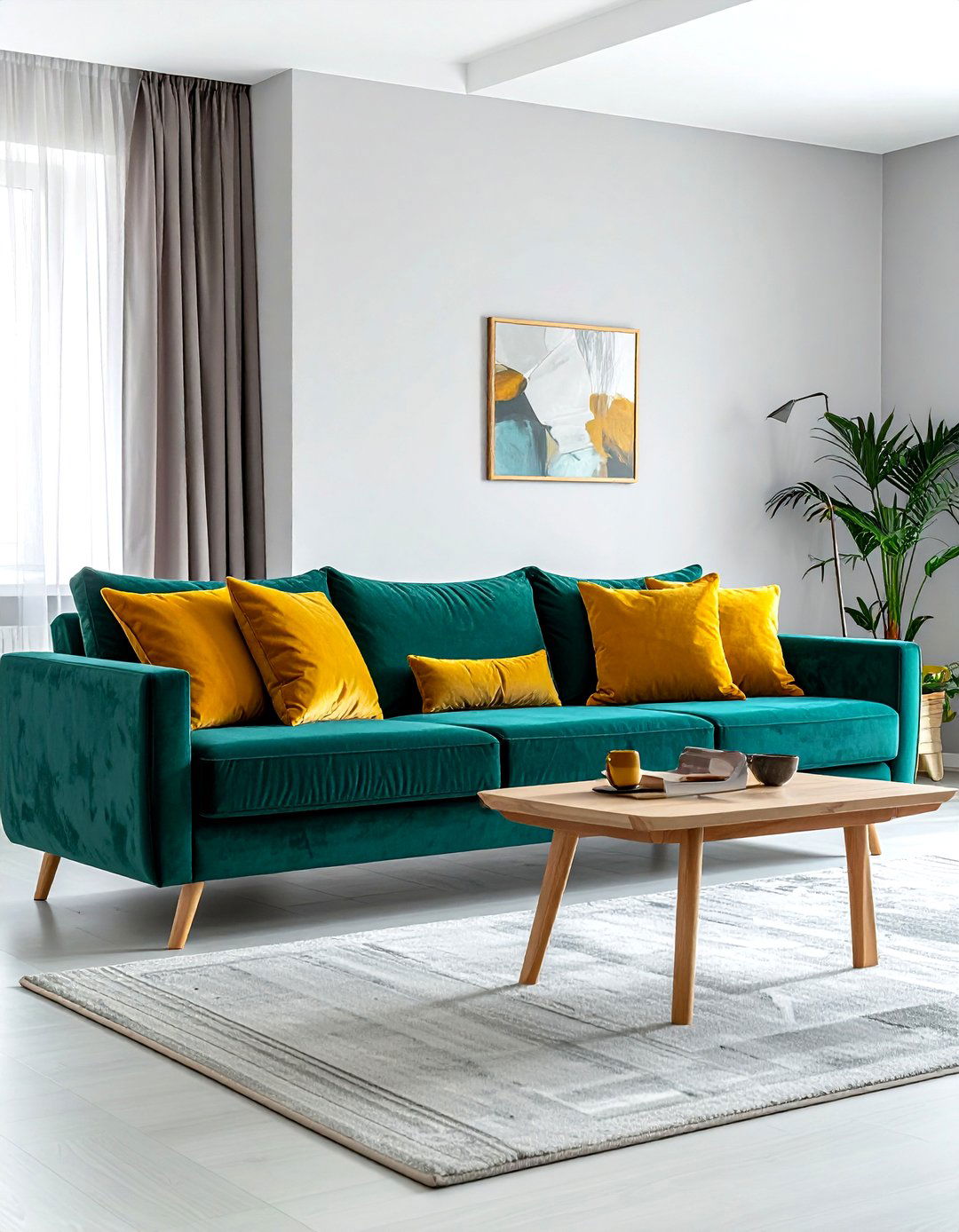 Teal Velvet Sofa - 30 cool teal living room ideas