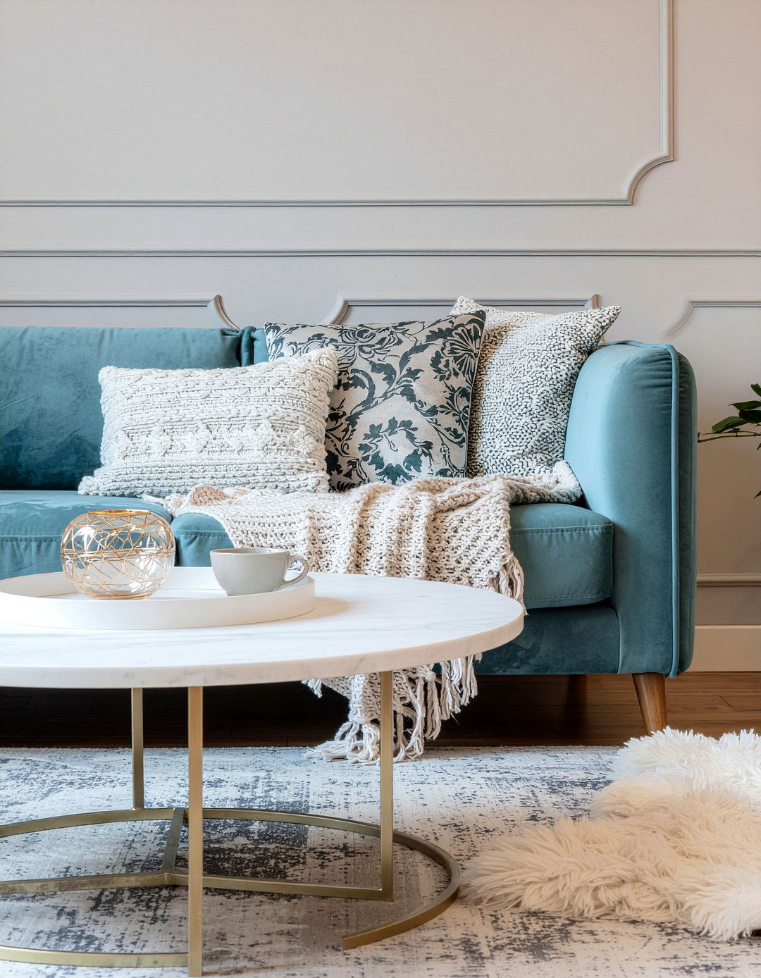 Teal Velvet Sofa - 30 teal living room ideas