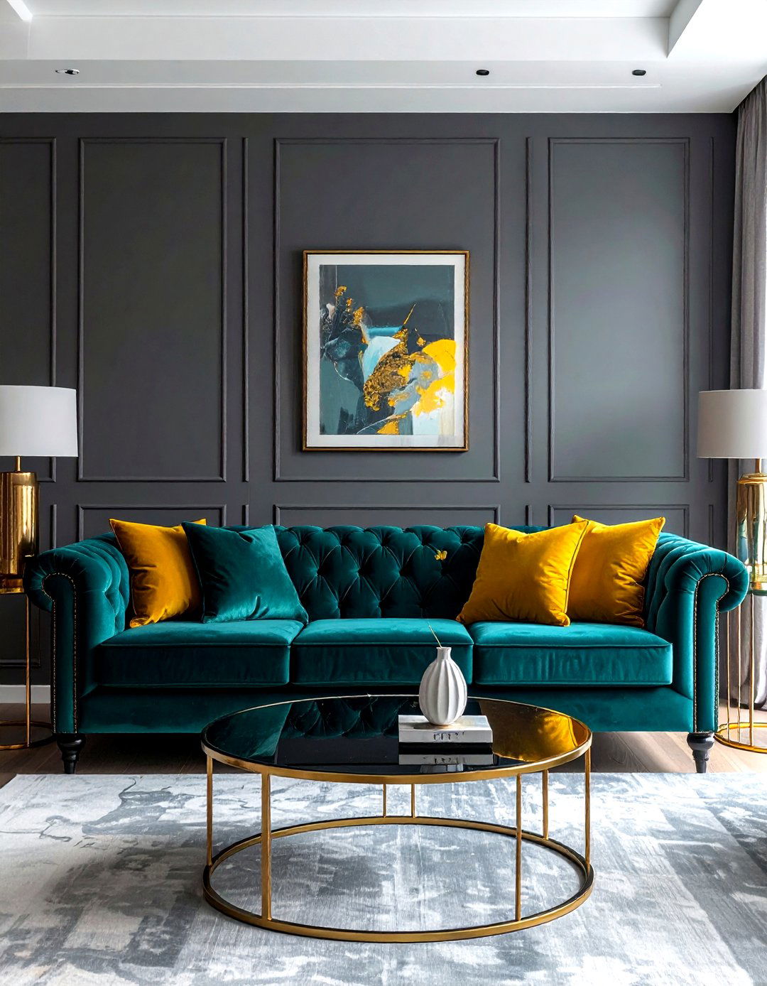 Teal Velvet Sofa - 30 bold color decor ideas