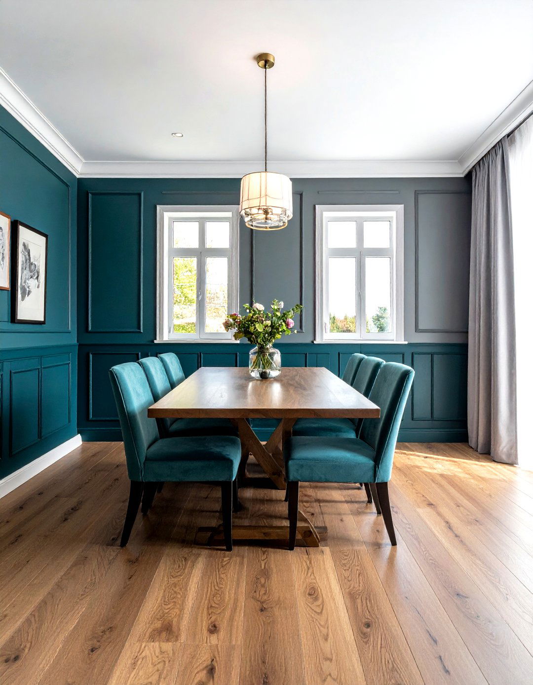 Teal Wainscoting - 30 teal dining room ideas