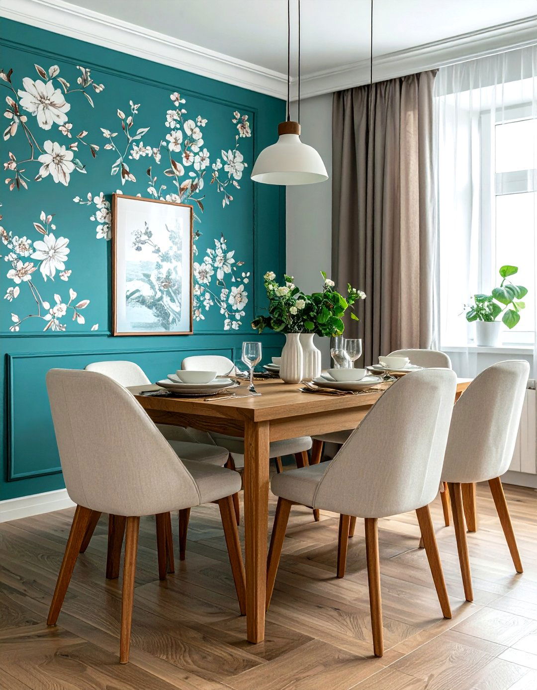 Teal Wallpaper Dining Room - 30 cool teal dining room ideas