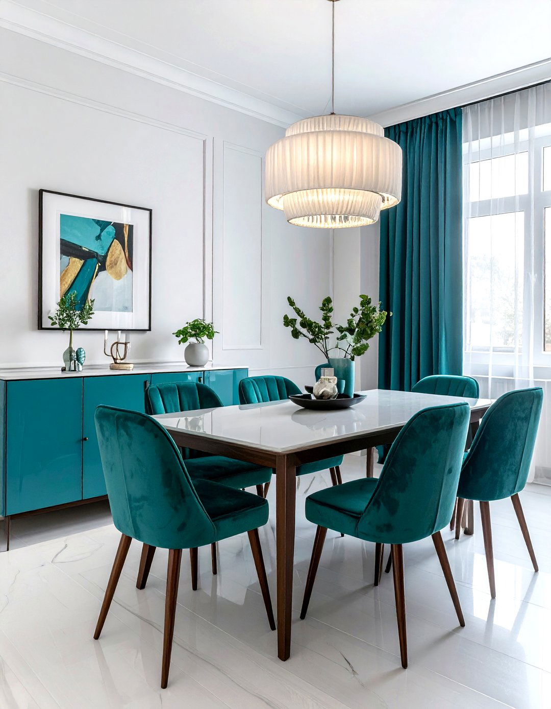 Teal White Color Scheme - 30 teal dining room ideas