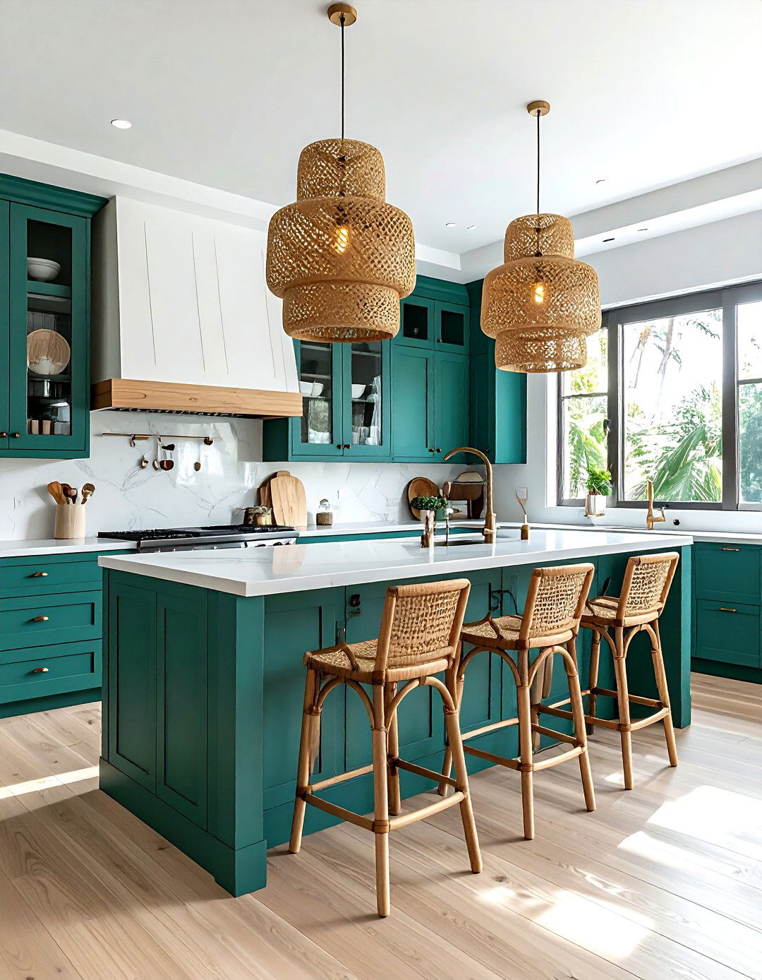 Teal Wicker Rattan Kitchen - 30 cool teal kitchen ideas