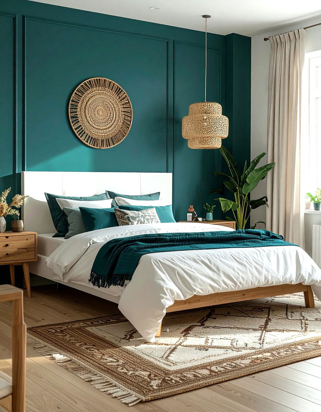 Teal accent wall bedroom - 30 bohemian teal bedroom ideas