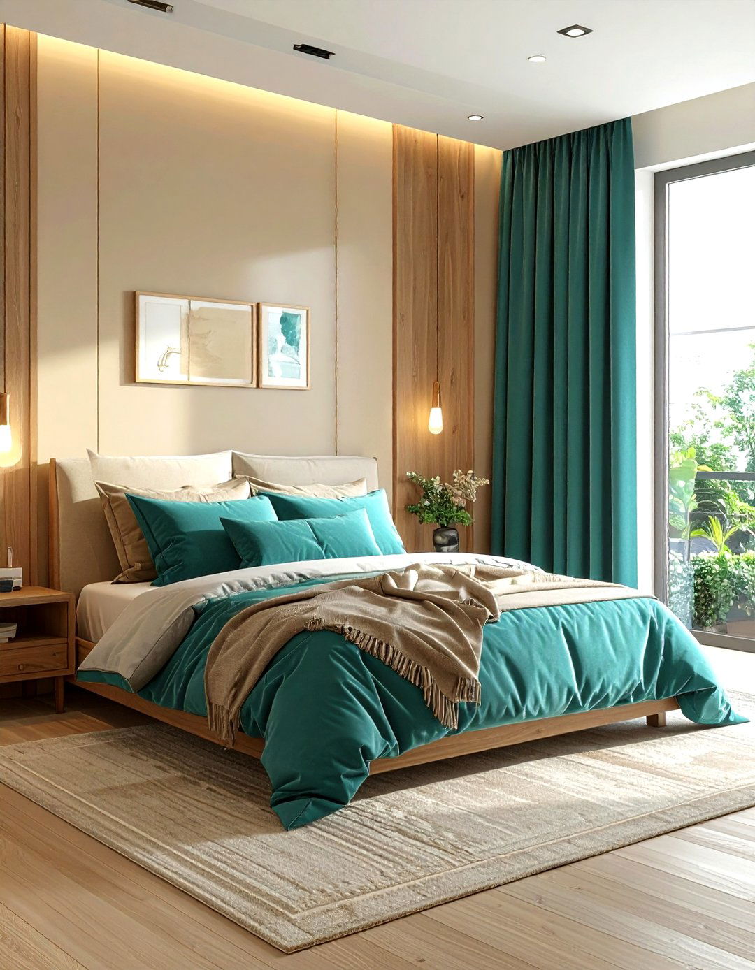 Teal and beige bedroom - 30 minimalist teal bedroom ideas