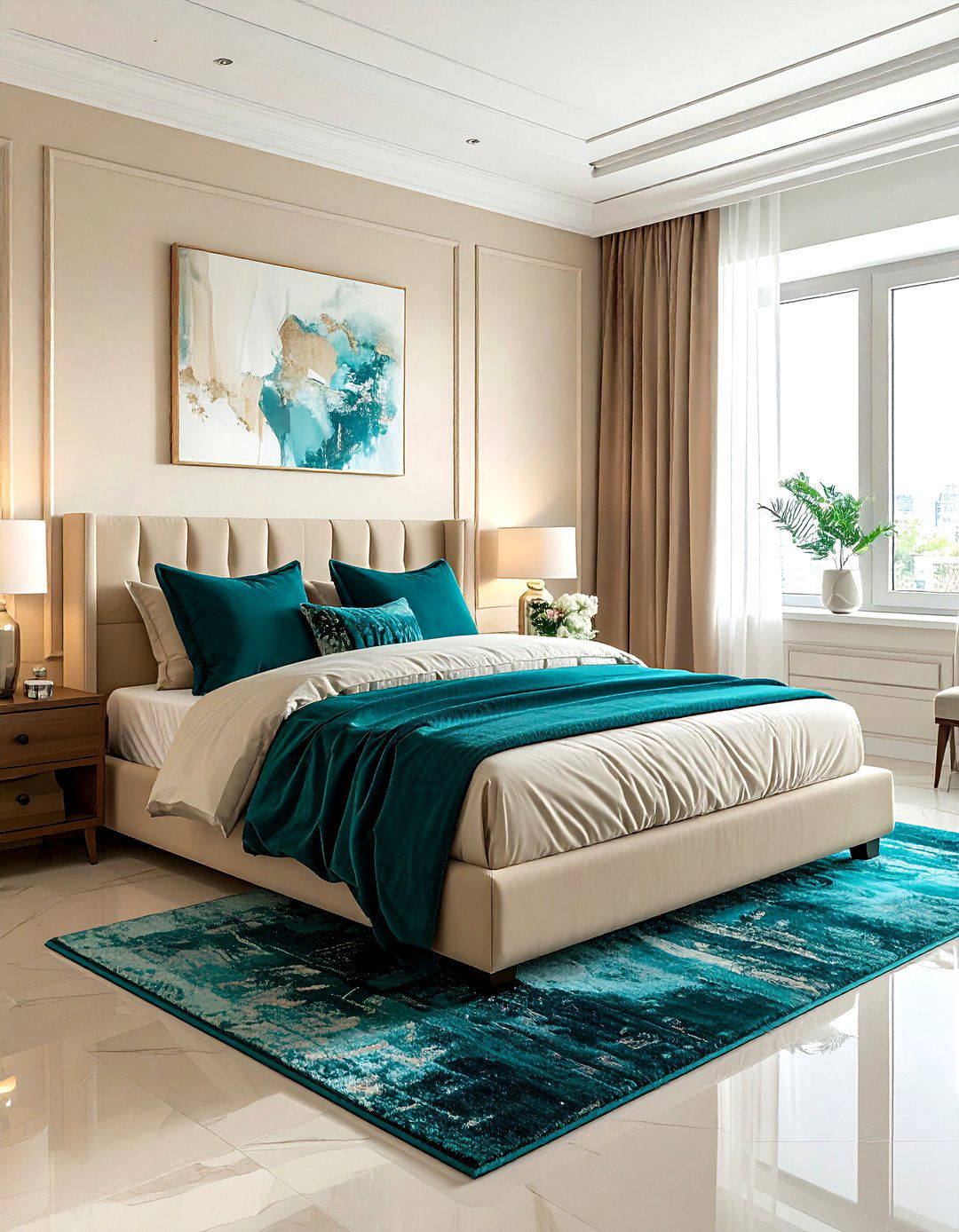 Teal and beige bedroom - 30 contemporary teal bedroom ideas
