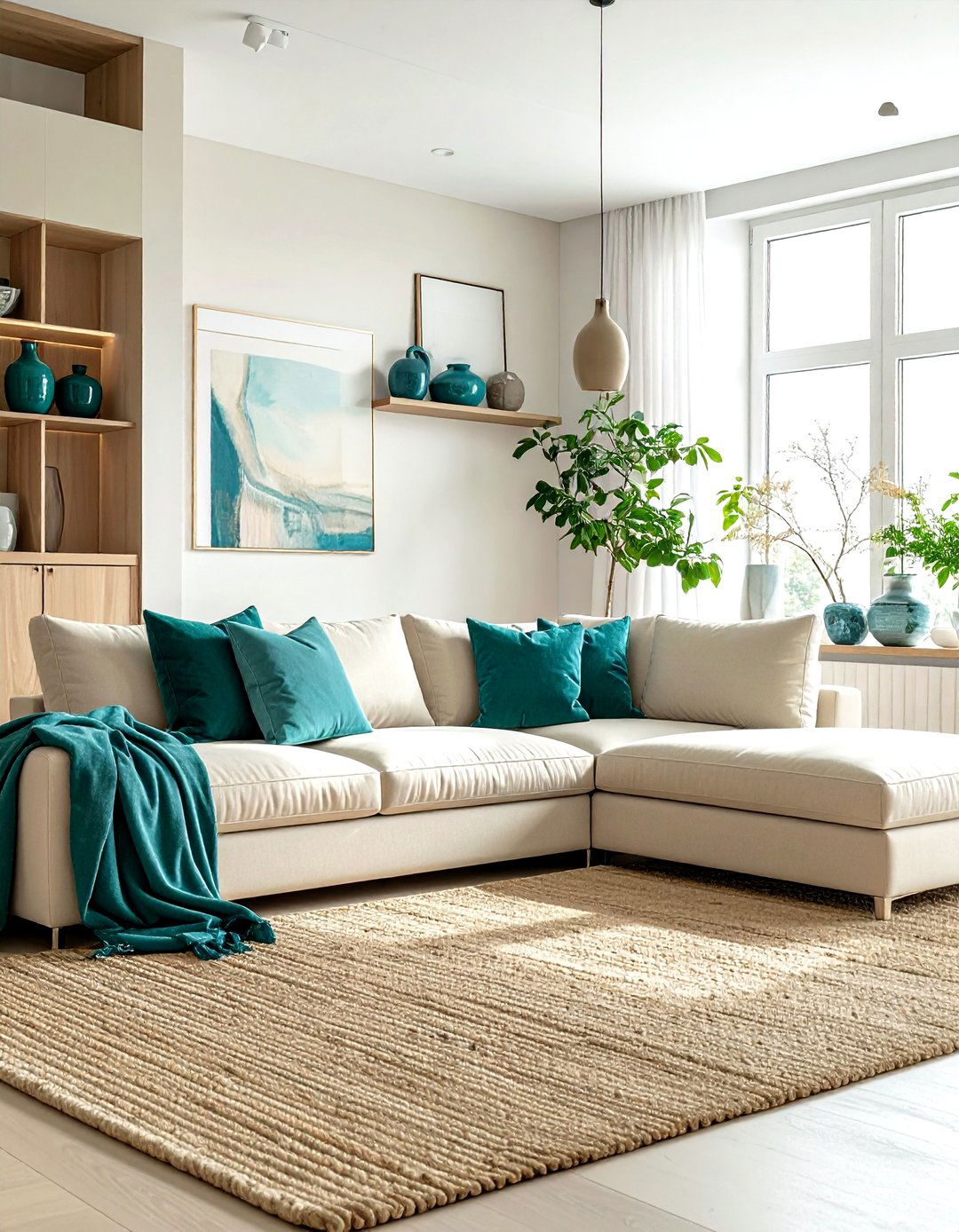 Teal and beige living room - 30 minimalist teal living room ideas
