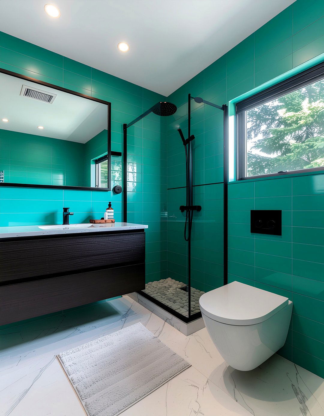 Teal and black bathroom - 30 cool teal bathroom ideas