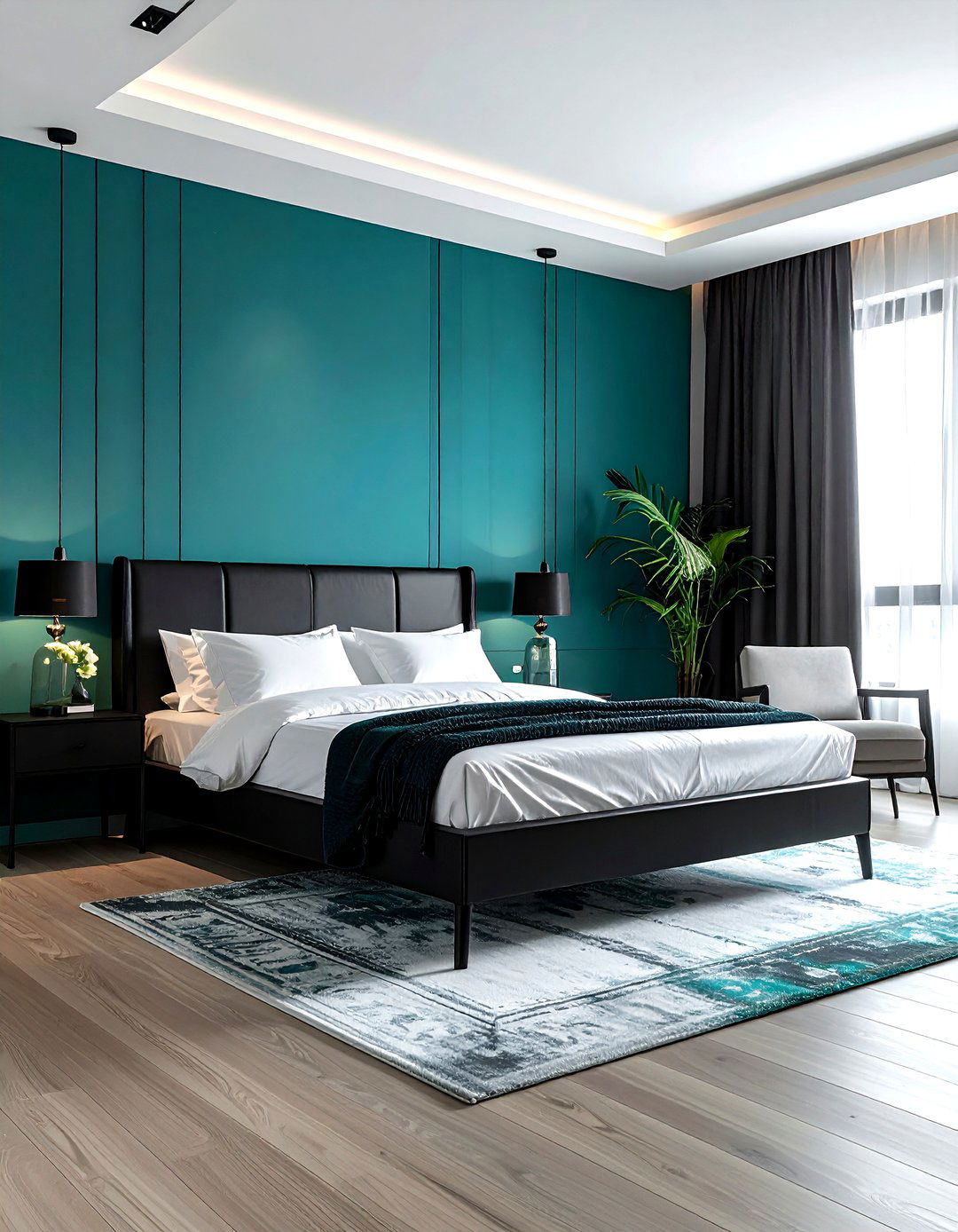 Teal and black bedroom - 30 cool teal bedroom ideas