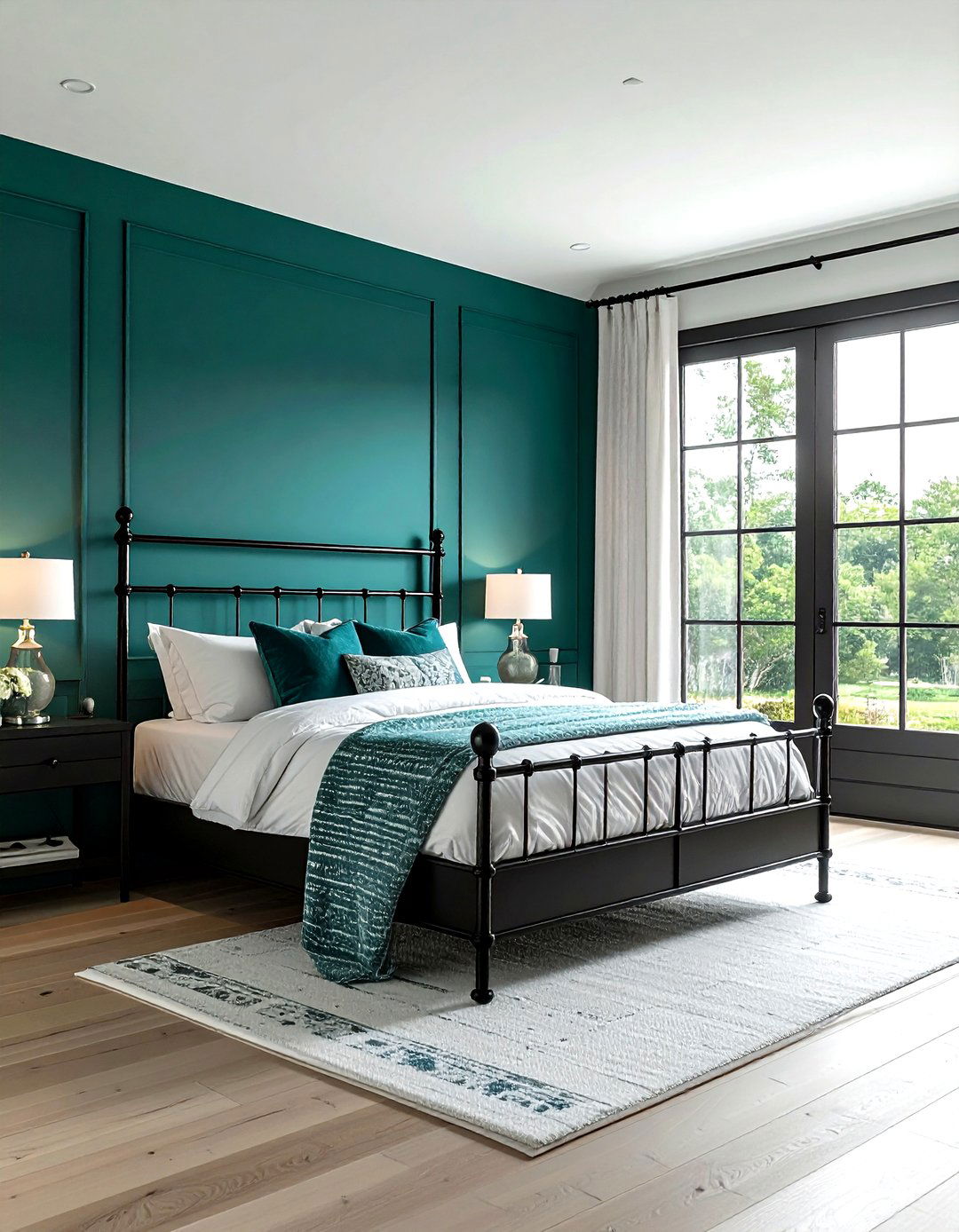 Teal and black farmhouse bedroom - 30 farmhouse teal bedroom ideas